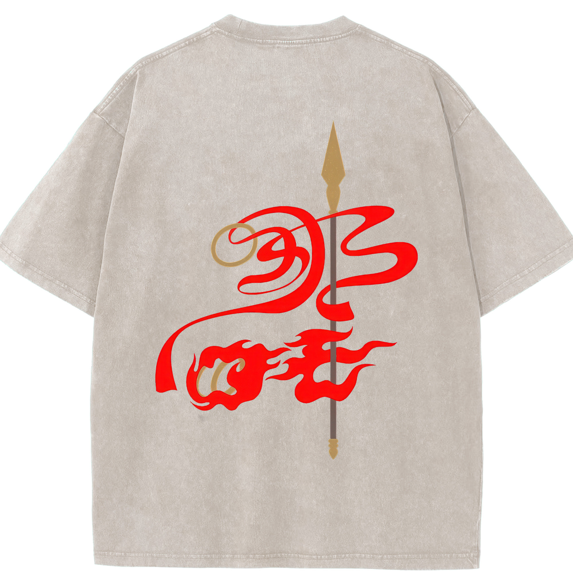（画像用） Ne Zha 2 ナタ 魔童の大暴れ 綿100% ヴィンテージ風 半袖Tシャツ（背面プリント）