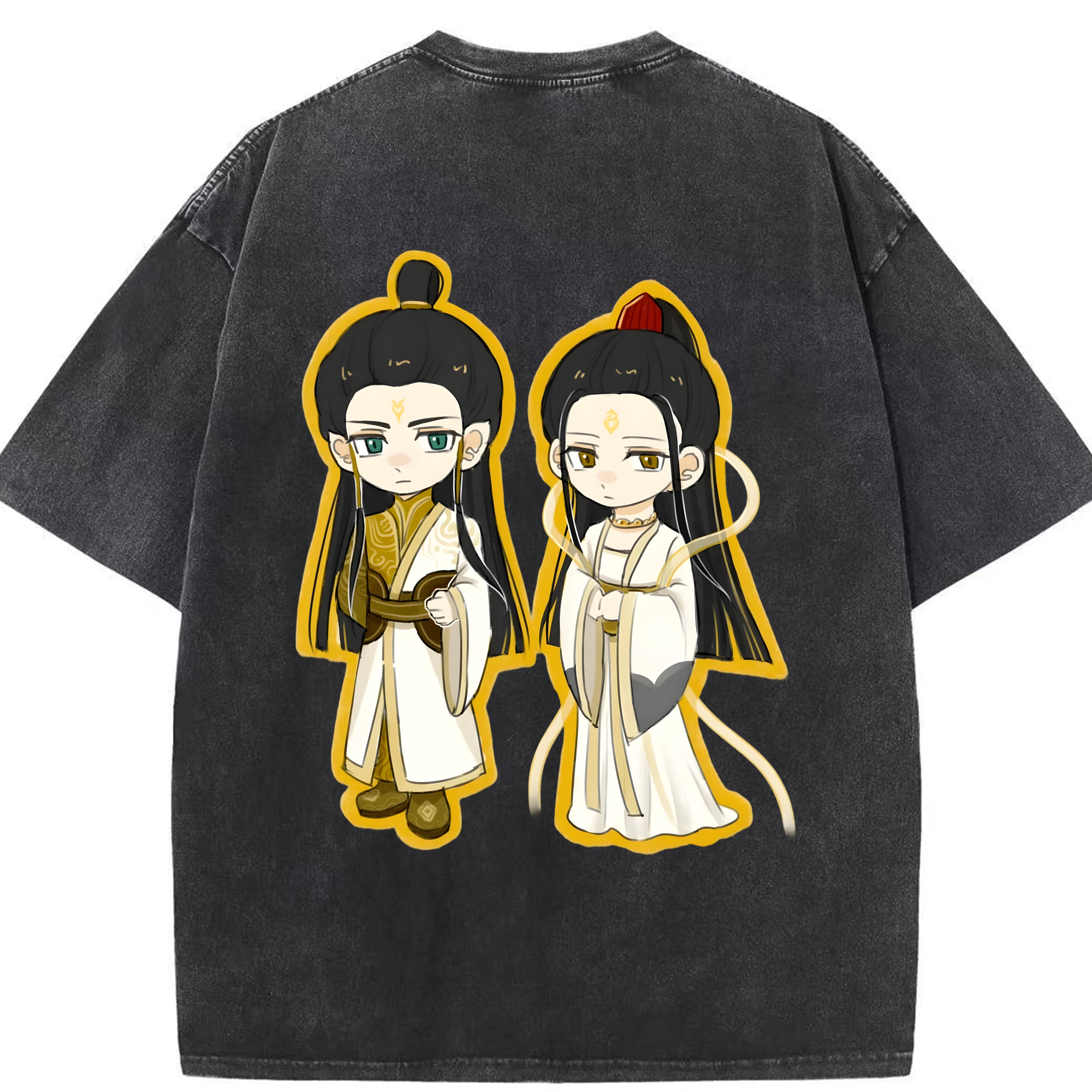 （画像用） Ne Zha 2 ナタ 魔童の大暴れ 綿100% ヴィンテージ風 半袖Tシャツ（背面プリント）