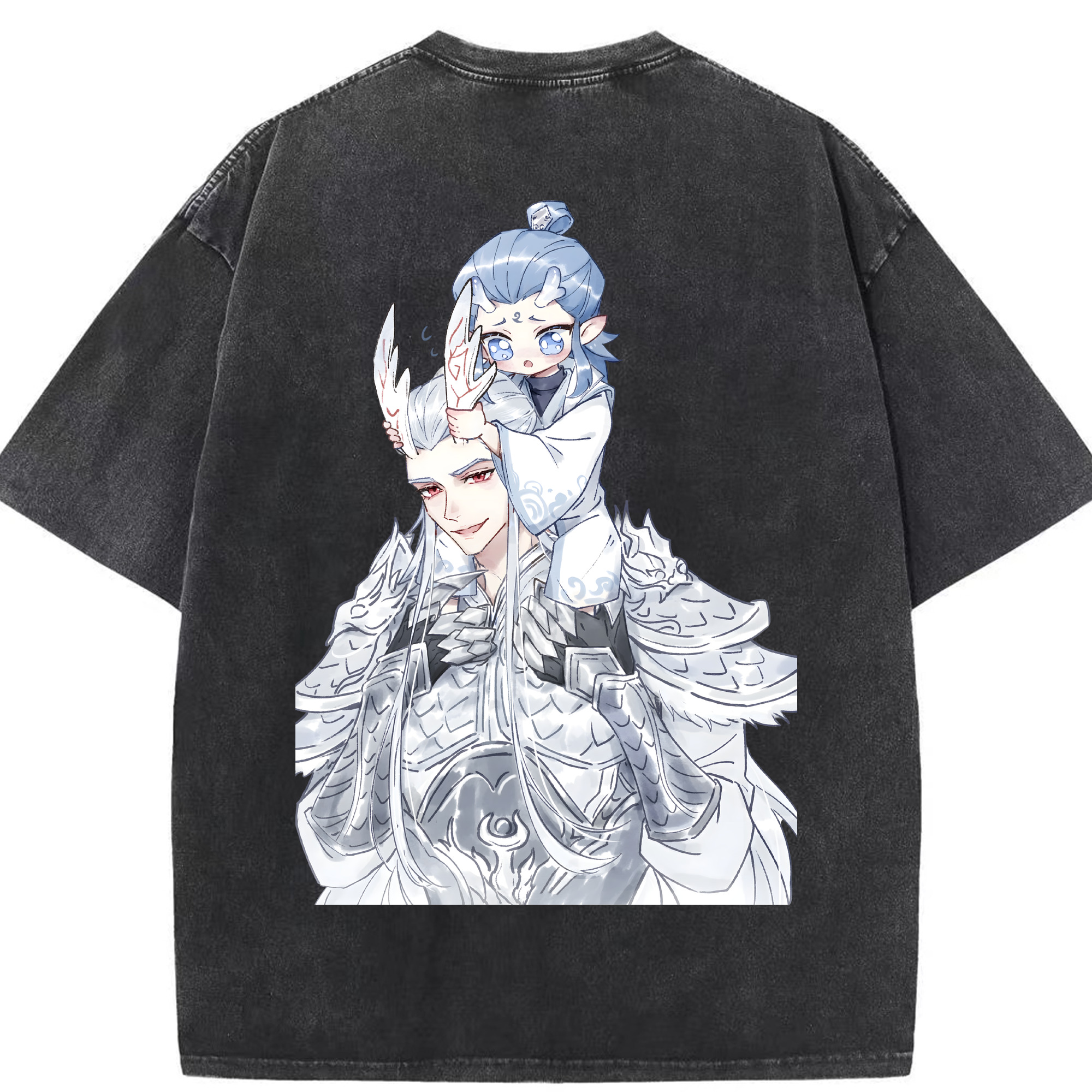 （画像用） Ne Zha 2 ナタ 魔童の大暴れ 綿100% ヴィンテージ風 半袖Tシャツ（背面プリント）