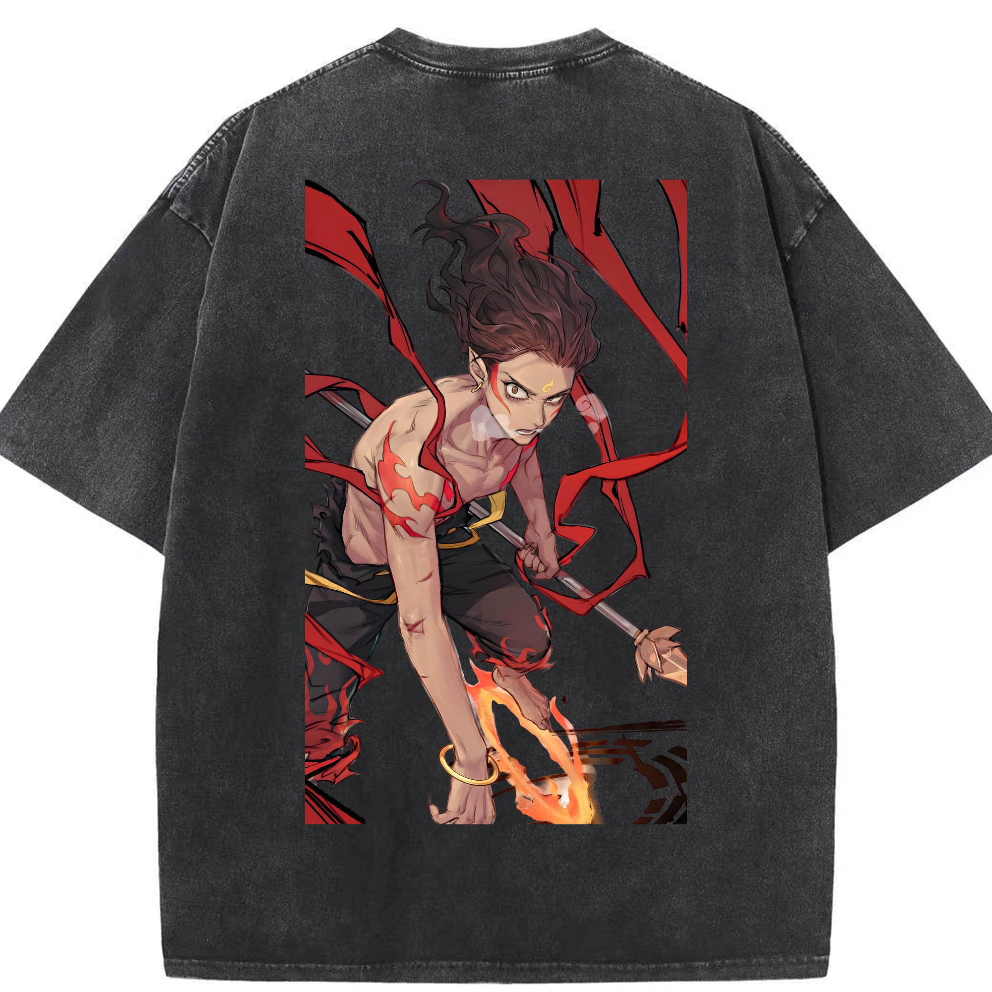 （画像用） Ne Zha 2 ナタ 魔童の大暴れ 綿100% ヴィンテージ風 半袖Tシャツ（背面プリント）