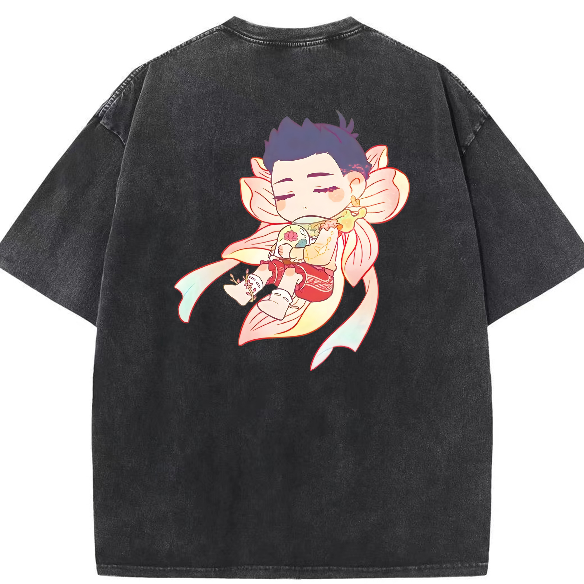 （画像用） Ne Zha 2 ナタ 魔童の大暴れ 綿100% ヴィンテージ風 半袖Tシャツ（背面プリント）