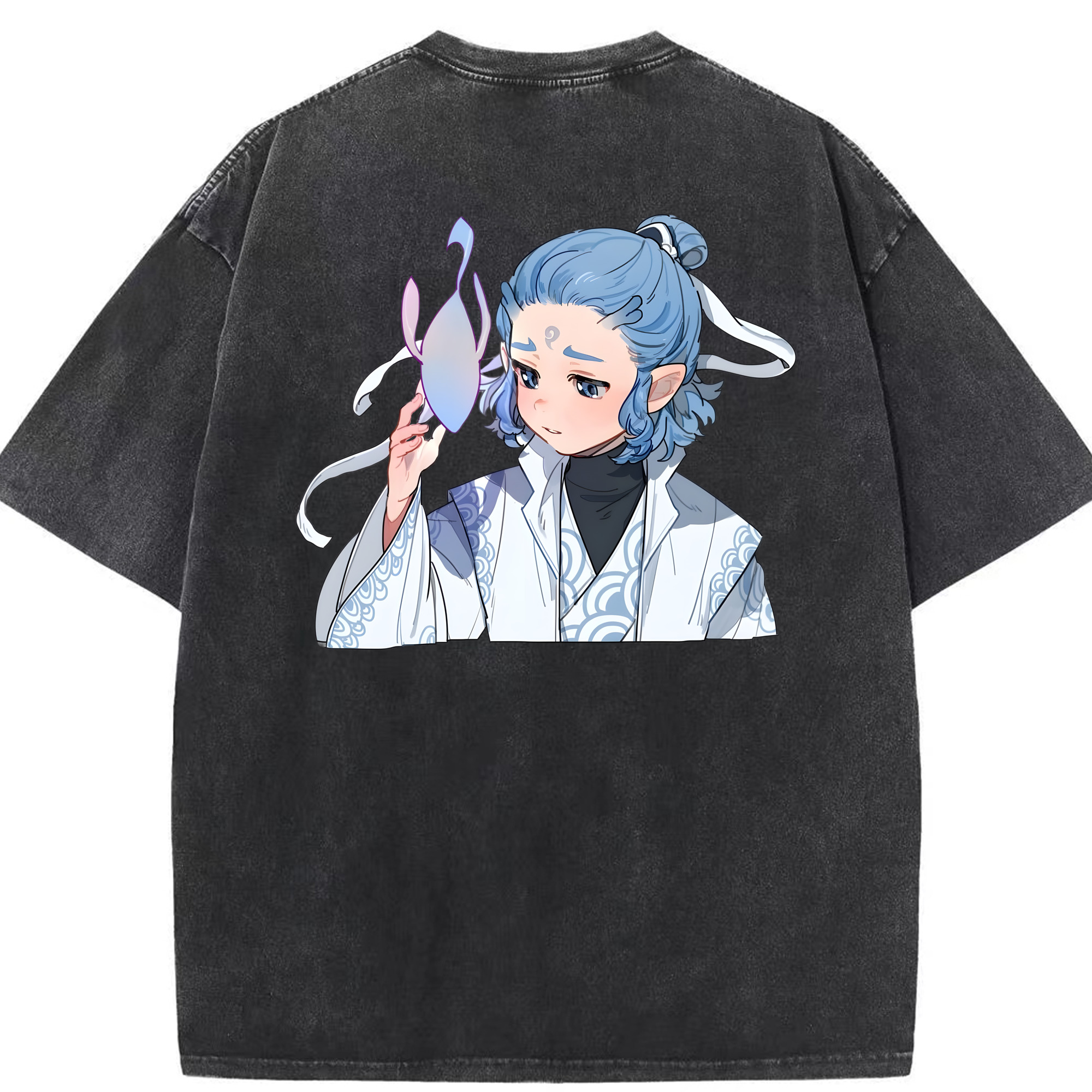 （画像用） Ne Zha 2 ナタ 魔童の大暴れ 綿100% ヴィンテージ風 半袖Tシャツ（背面プリント）
