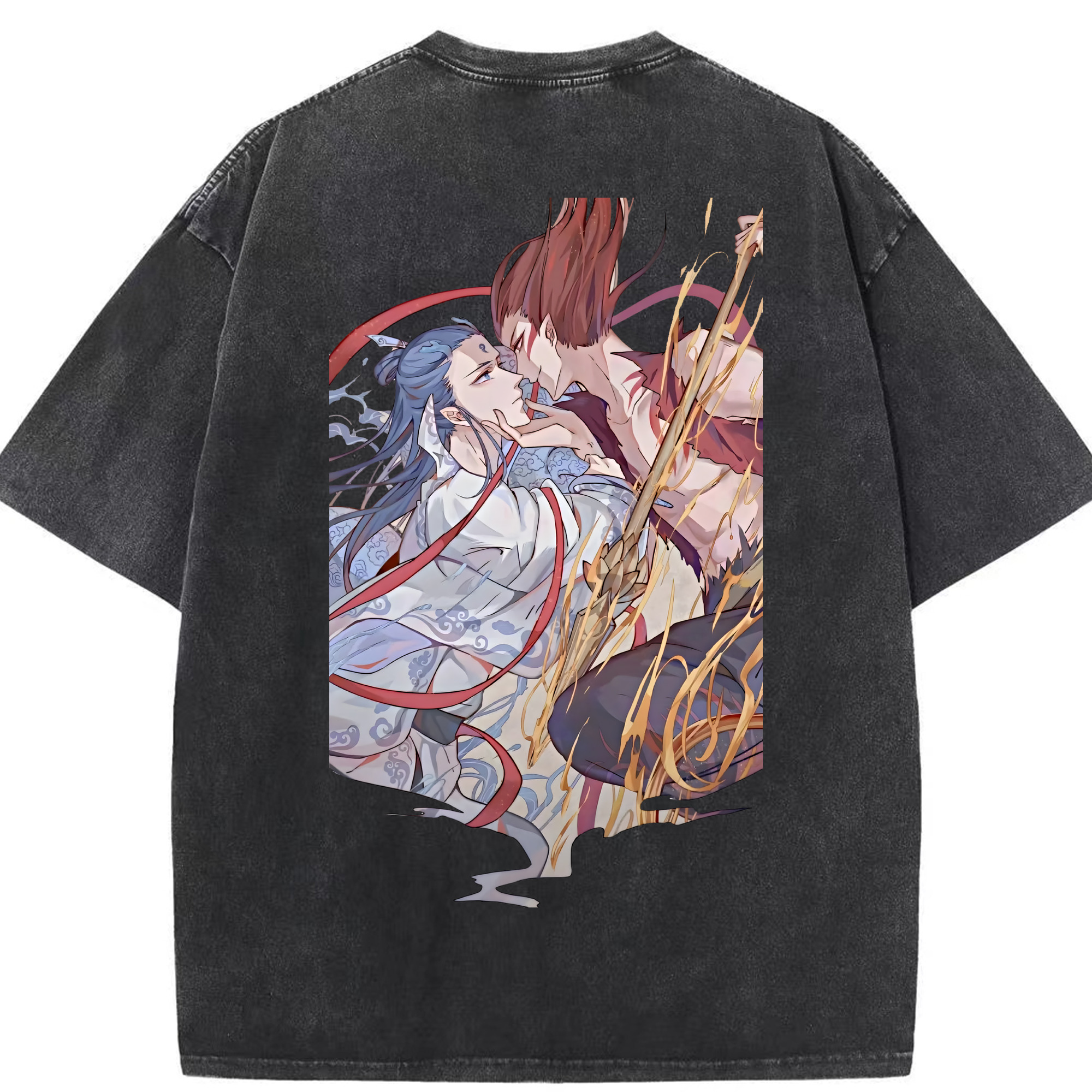 （画像用） Ne Zha 2 ナタ 魔童の大暴れ 綿100% ヴィンテージ風 半袖Tシャツ（背面プリント）