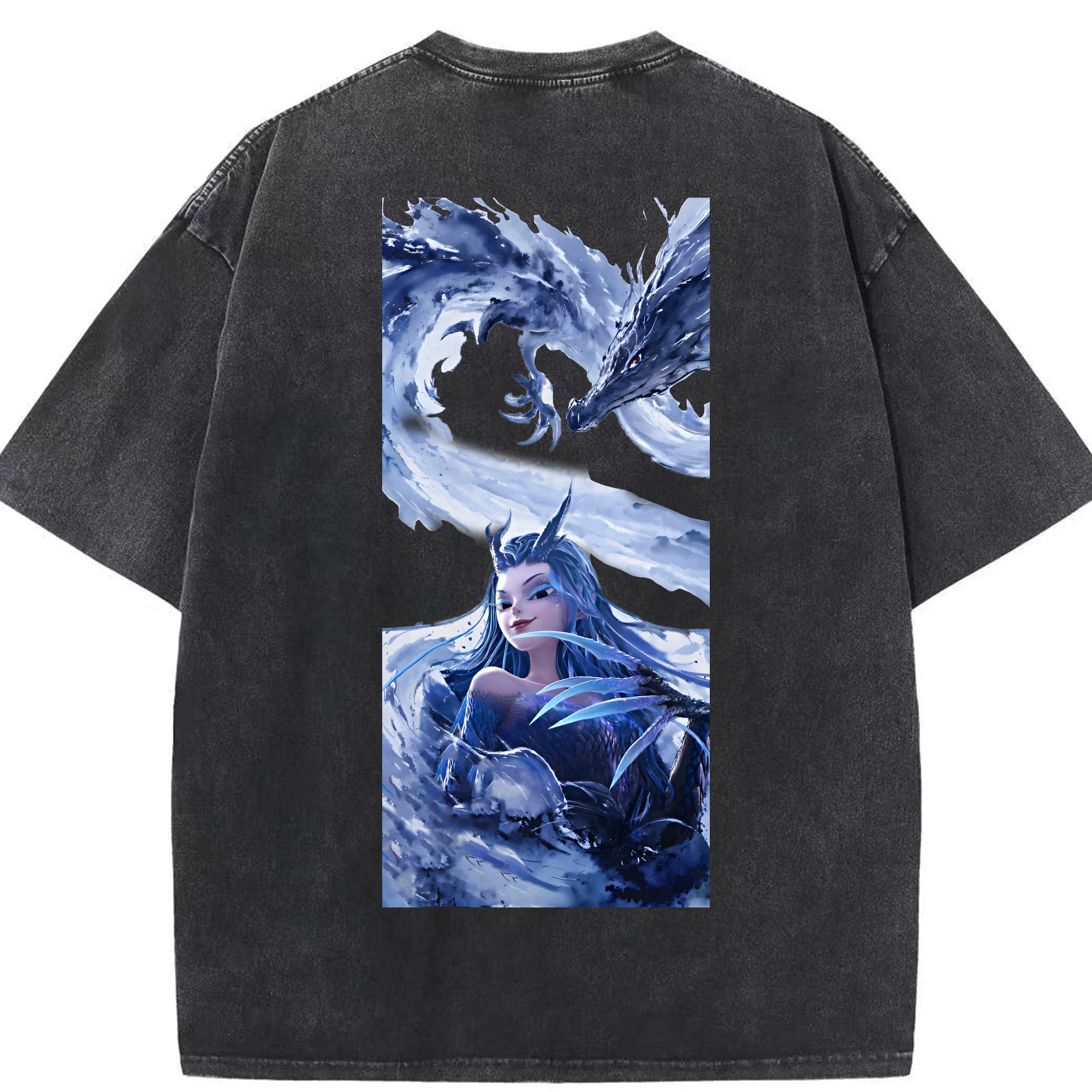 （画像用） Ne Zha 2 ナタ 魔童の大暴れ 綿100% ヴィンテージ風 半袖Tシャツ（背面プリント）