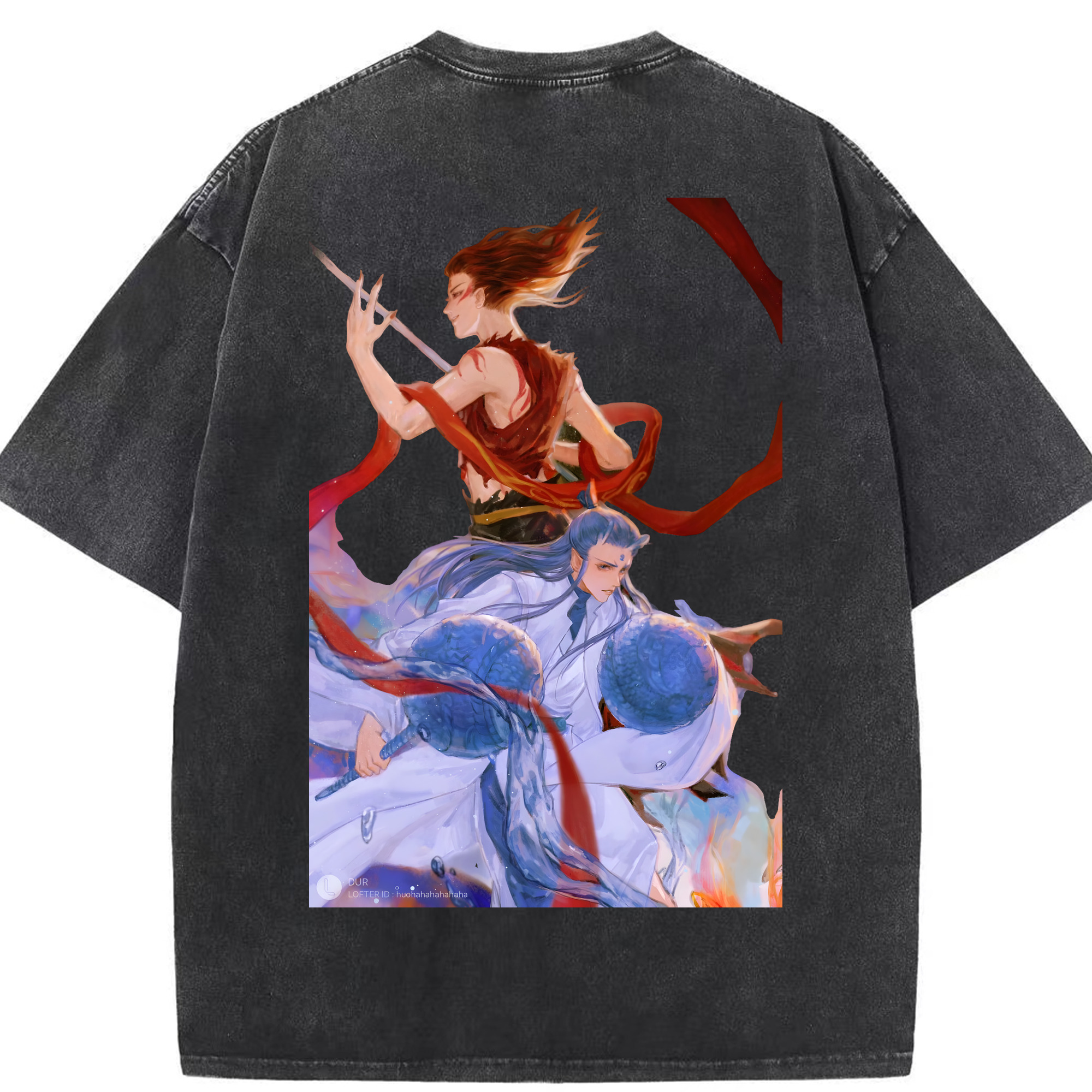 （画像用） Ne Zha 2 ナタ 魔童の大暴れ 綿100% ヴィンテージ風 半袖Tシャツ（背面プリント）