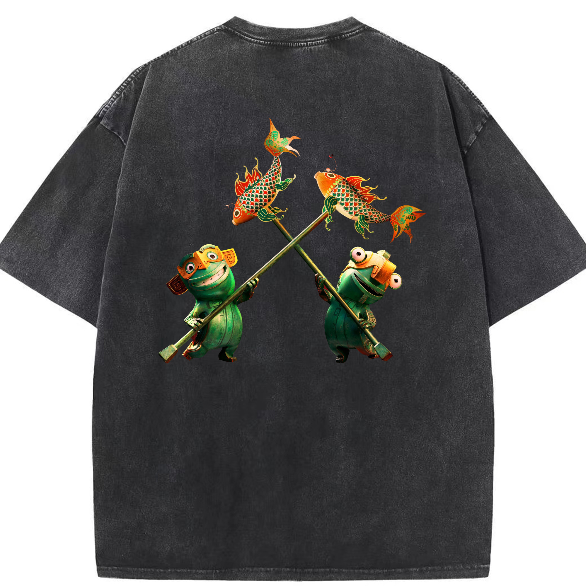 （画像用） Ne Zha 2 ナタ 魔童の大暴れ 綿100% ヴィンテージ風 半袖Tシャツ（背面プリント）