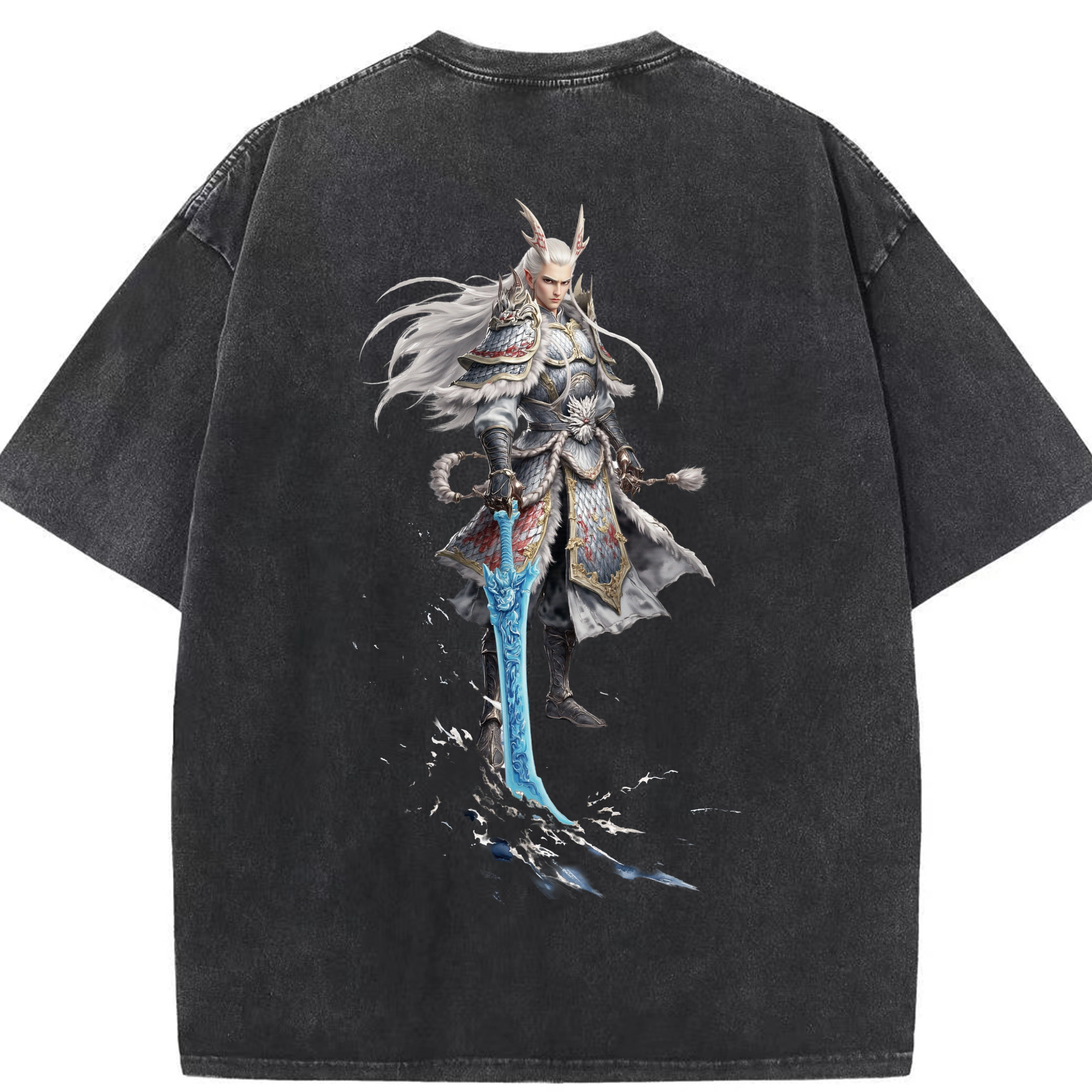 （画像用） Ne Zha 2 ナタ 魔童の大暴れ 綿100% ヴィンテージ風 半袖Tシャツ（背面プリント）