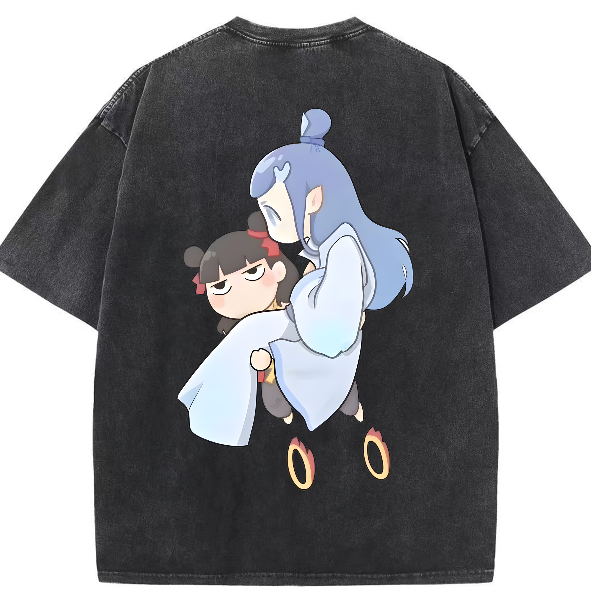 （画像用） Ne Zha 2 ナタ 魔童の大暴れ 綿100% ヴィンテージ風 半袖Tシャツ（背面プリント）