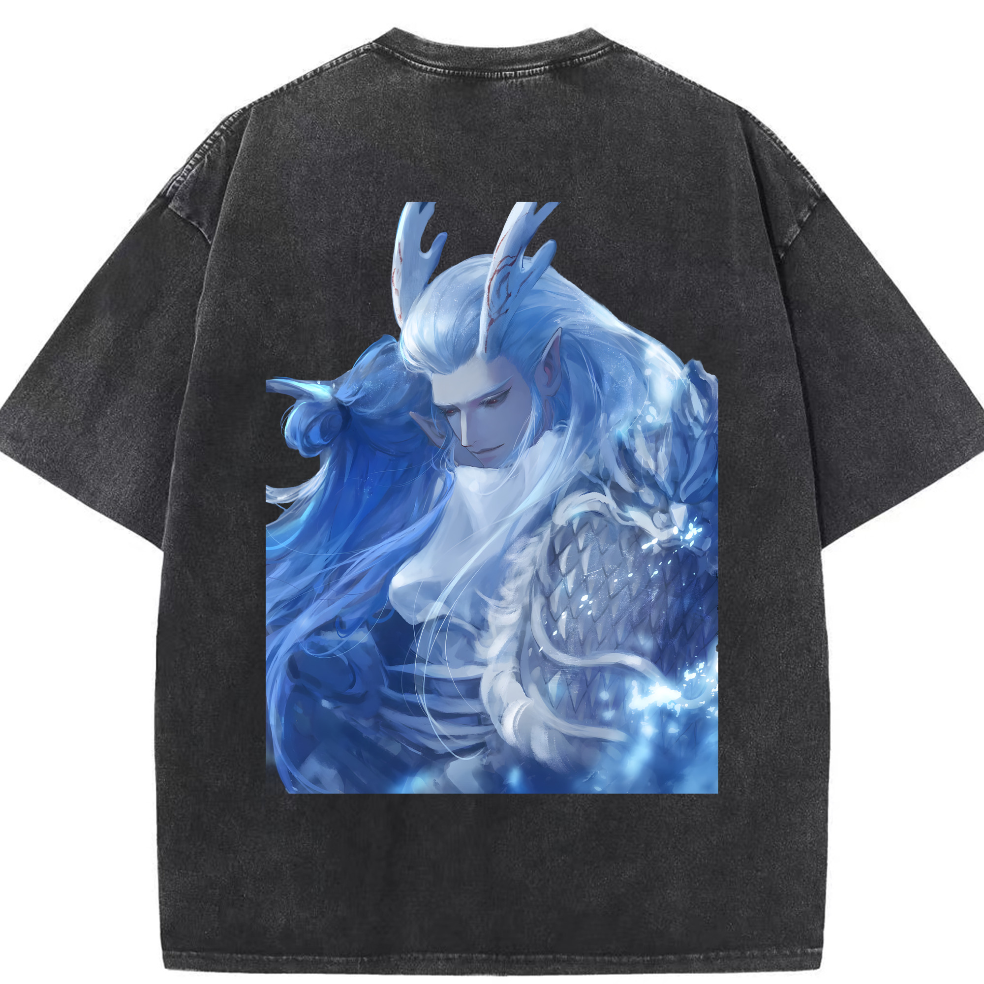 （画像用） Ne Zha 2 ナタ 魔童の大暴れ 綿100% ヴィンテージ風 半袖Tシャツ（背面プリント）