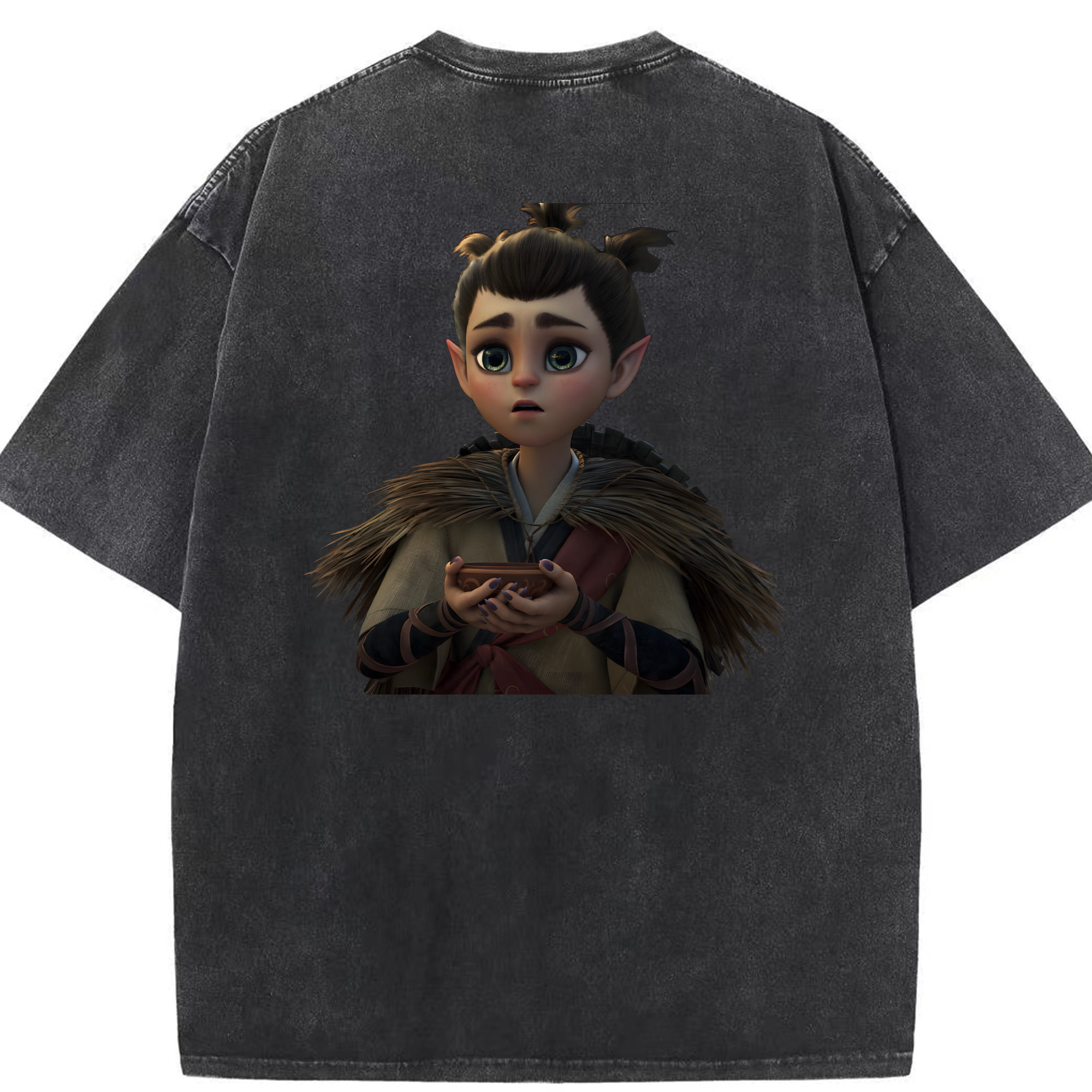 （画像用） Ne Zha 2 ナタ 魔童の大暴れ 綿100% ヴィンテージ風 半袖Tシャツ（背面プリント）