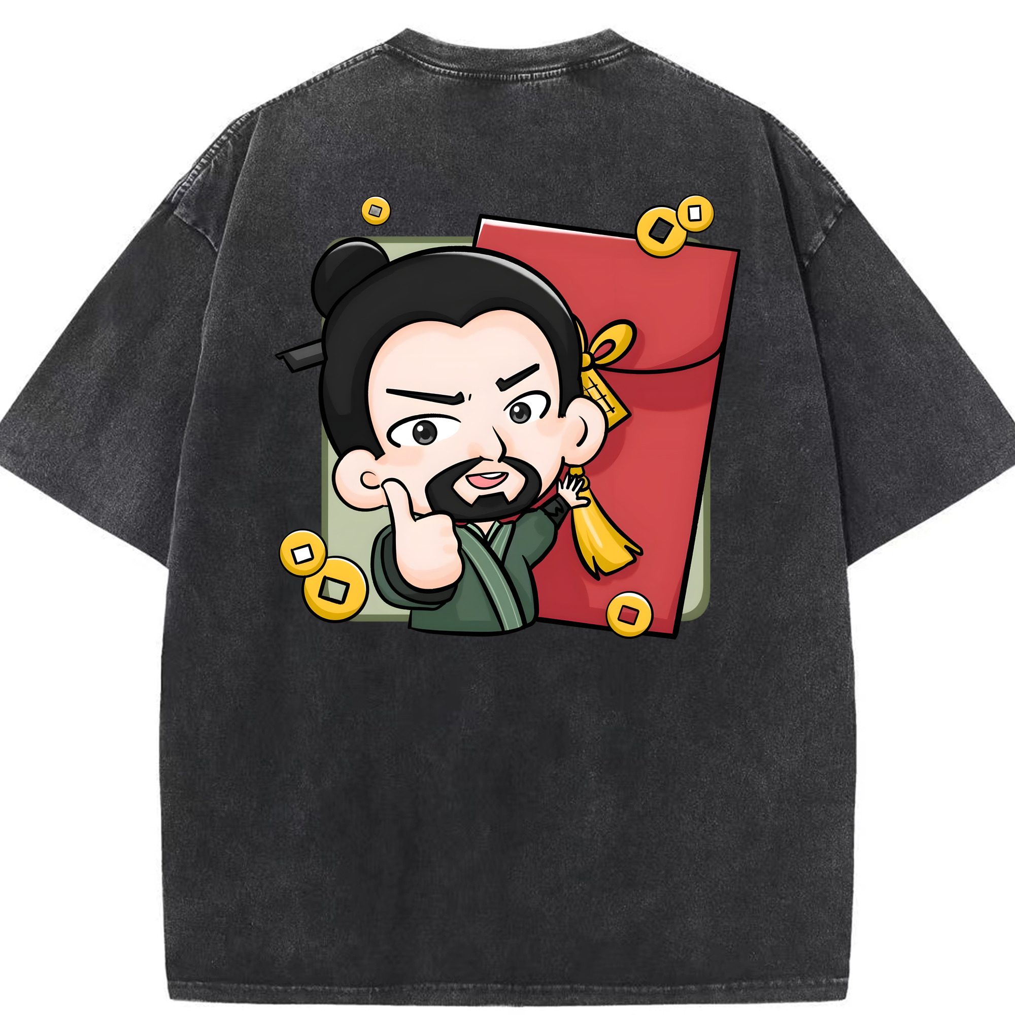 （画像用） Ne Zha 2 ナタ 魔童の大暴れ 綿100% ヴィンテージ風 半袖Tシャツ（背面プリント）