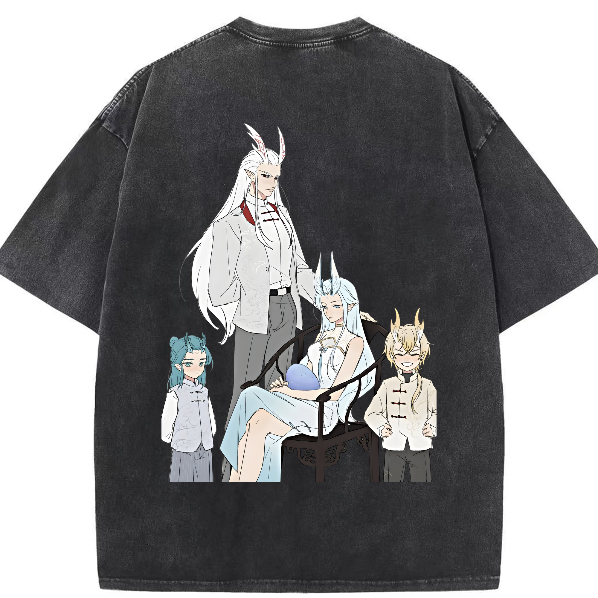 （画像用） Ne Zha 2 ナタ 魔童の大暴れ 綿100% ヴィンテージ風 半袖Tシャツ（背面プリント）