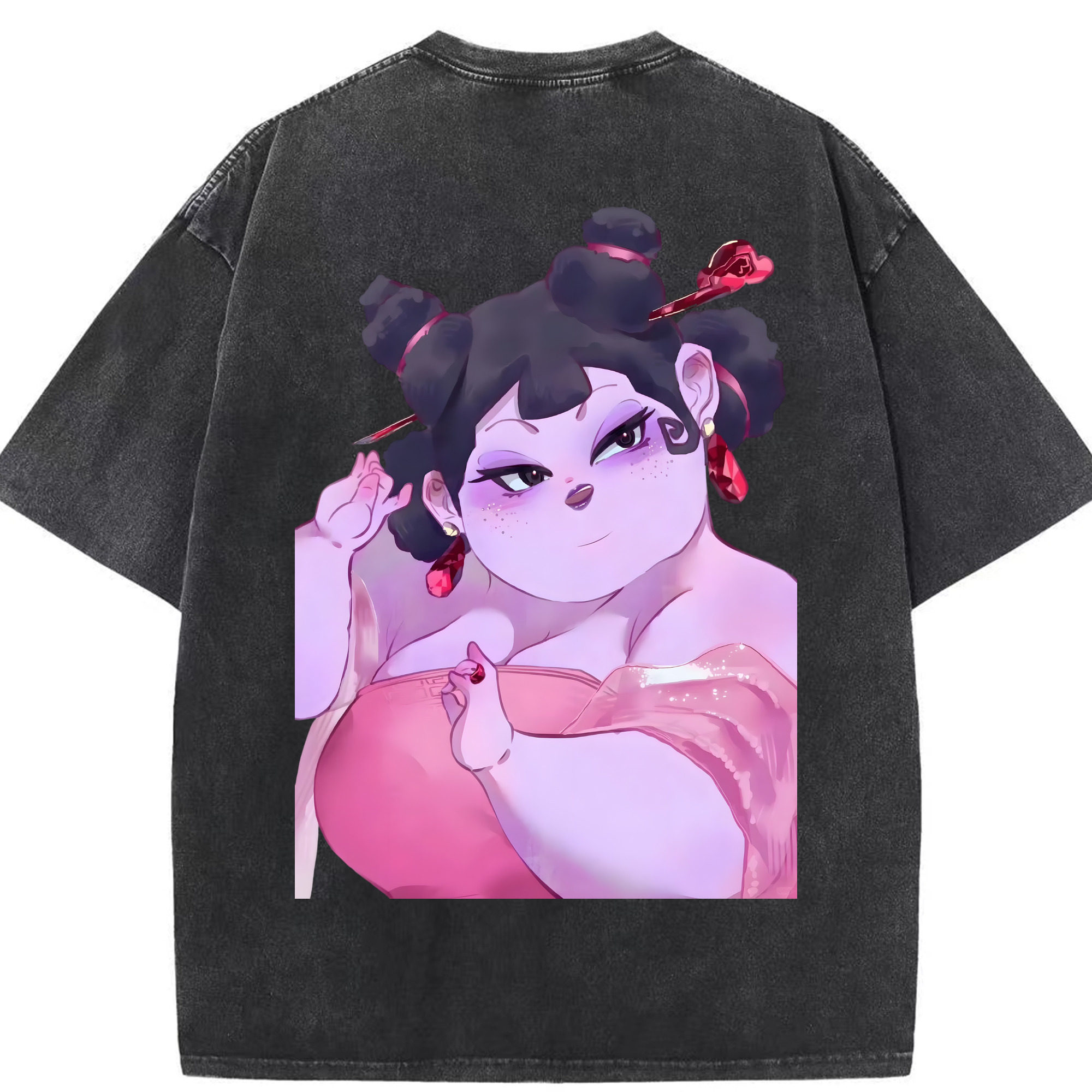 （画像用） Ne Zha 2 ナタ 魔童の大暴れ 綿100% ヴィンテージ風 半袖Tシャツ（背面プリント）