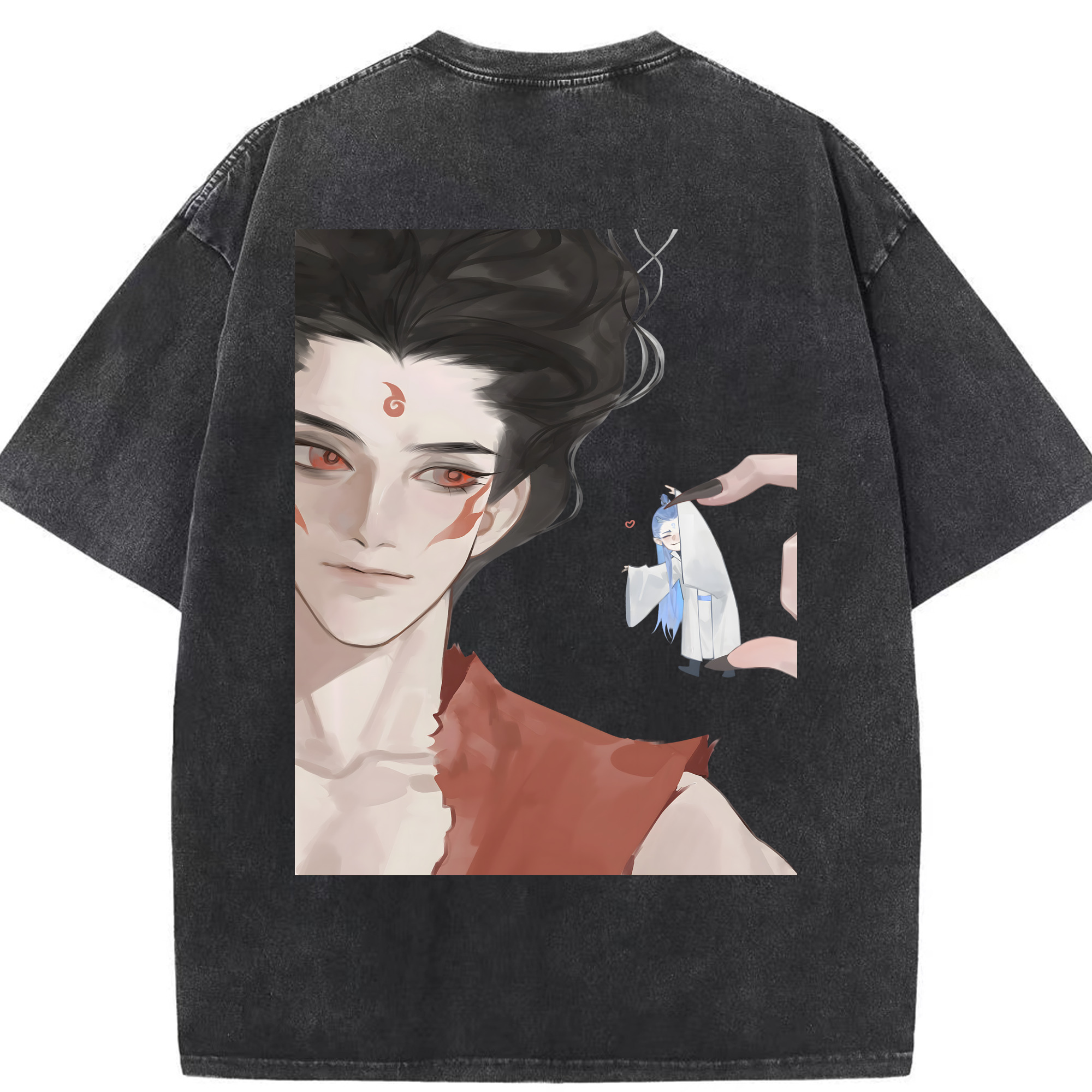 （画像用） Ne Zha 2 ナタ 魔童の大暴れ 綿100% ヴィンテージ風 半袖Tシャツ（背面プリント）