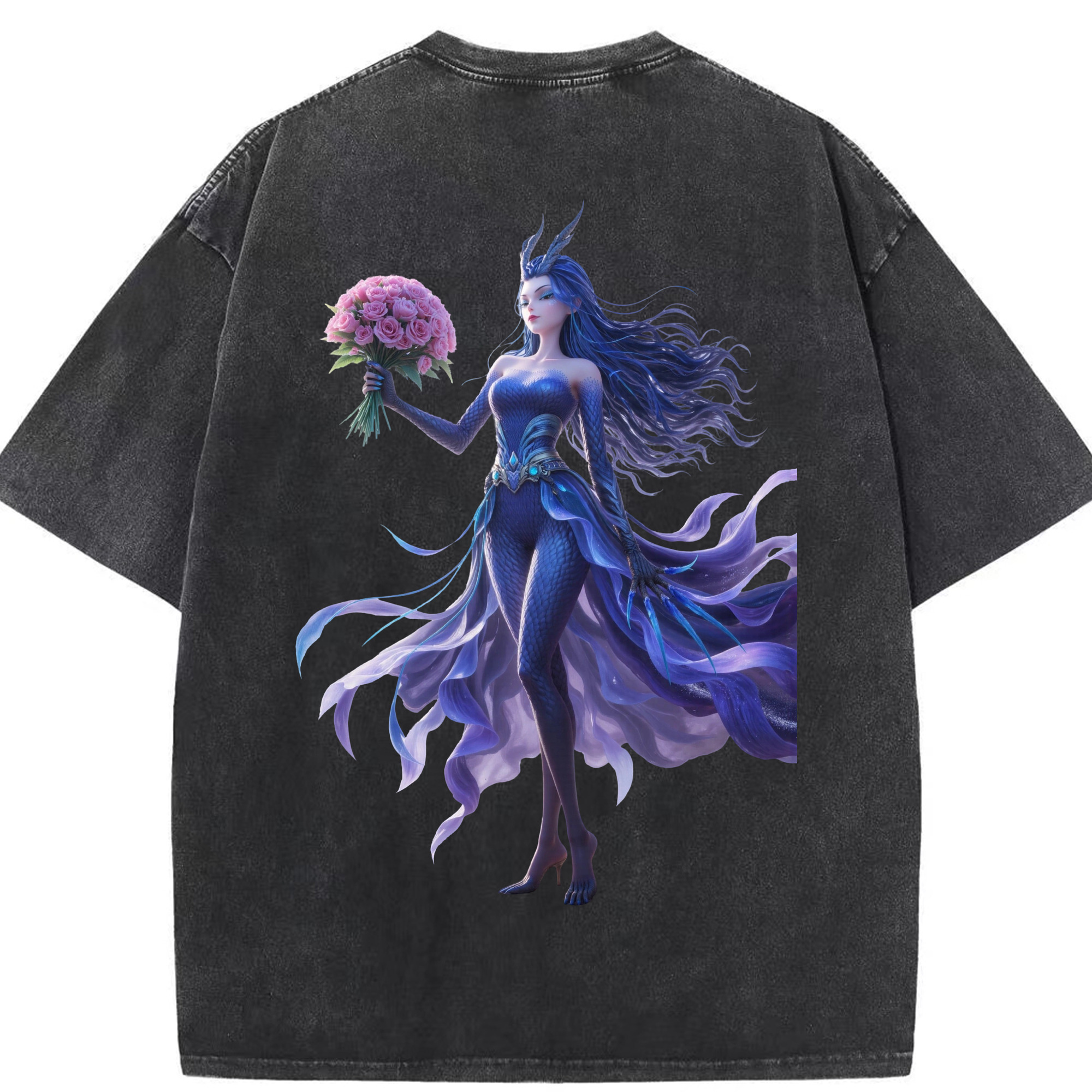 （画像用） Ne Zha 2 ナタ 魔童の大暴れ 綿100% ヴィンテージ風 半袖Tシャツ（背面プリント）