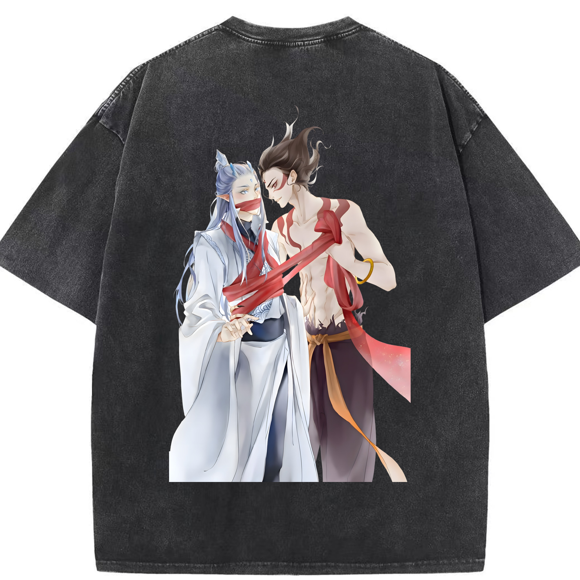 （画像用） Ne Zha 2 ナタ 魔童の大暴れ 綿100% ヴィンテージ風 半袖Tシャツ（背面プリント）