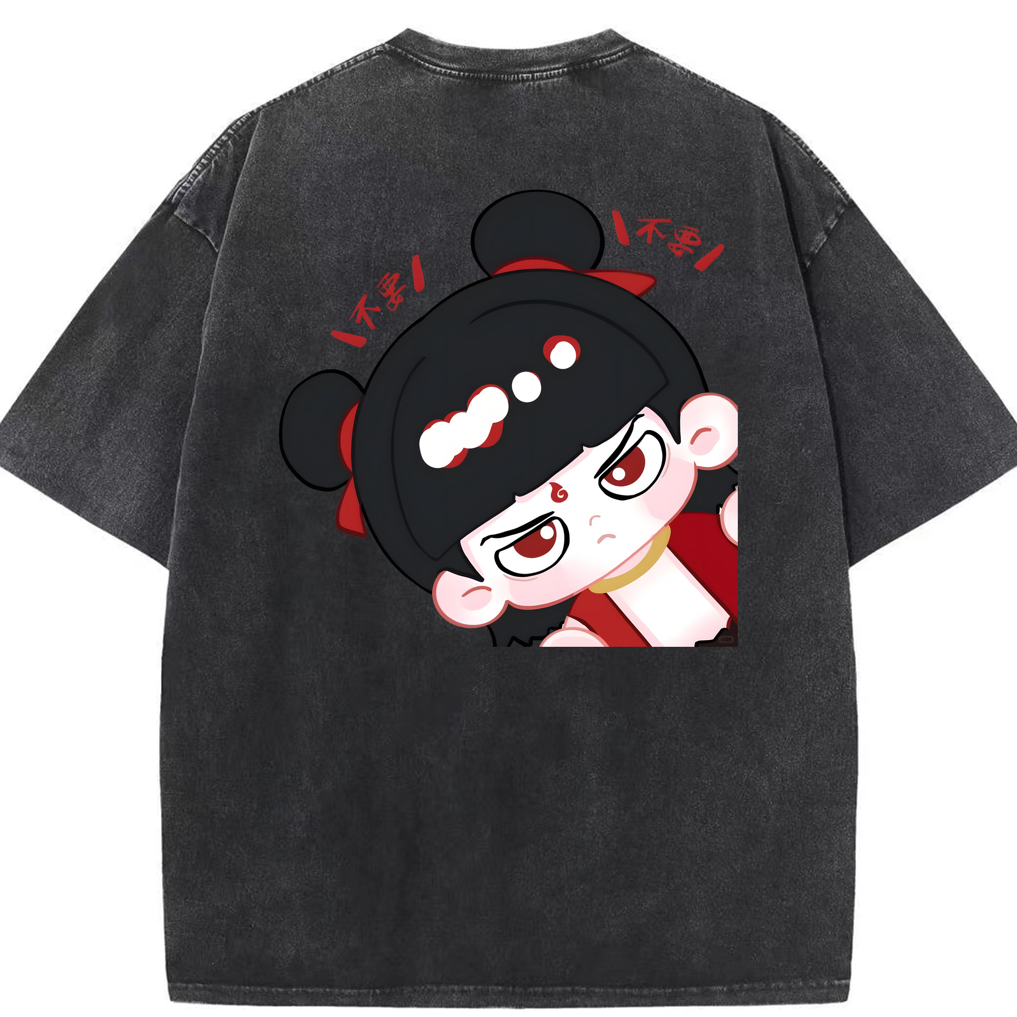 （画像用） Ne Zha 2 ナタ 魔童の大暴れ 綿100% ヴィンテージ風 半袖Tシャツ（背面プリント）