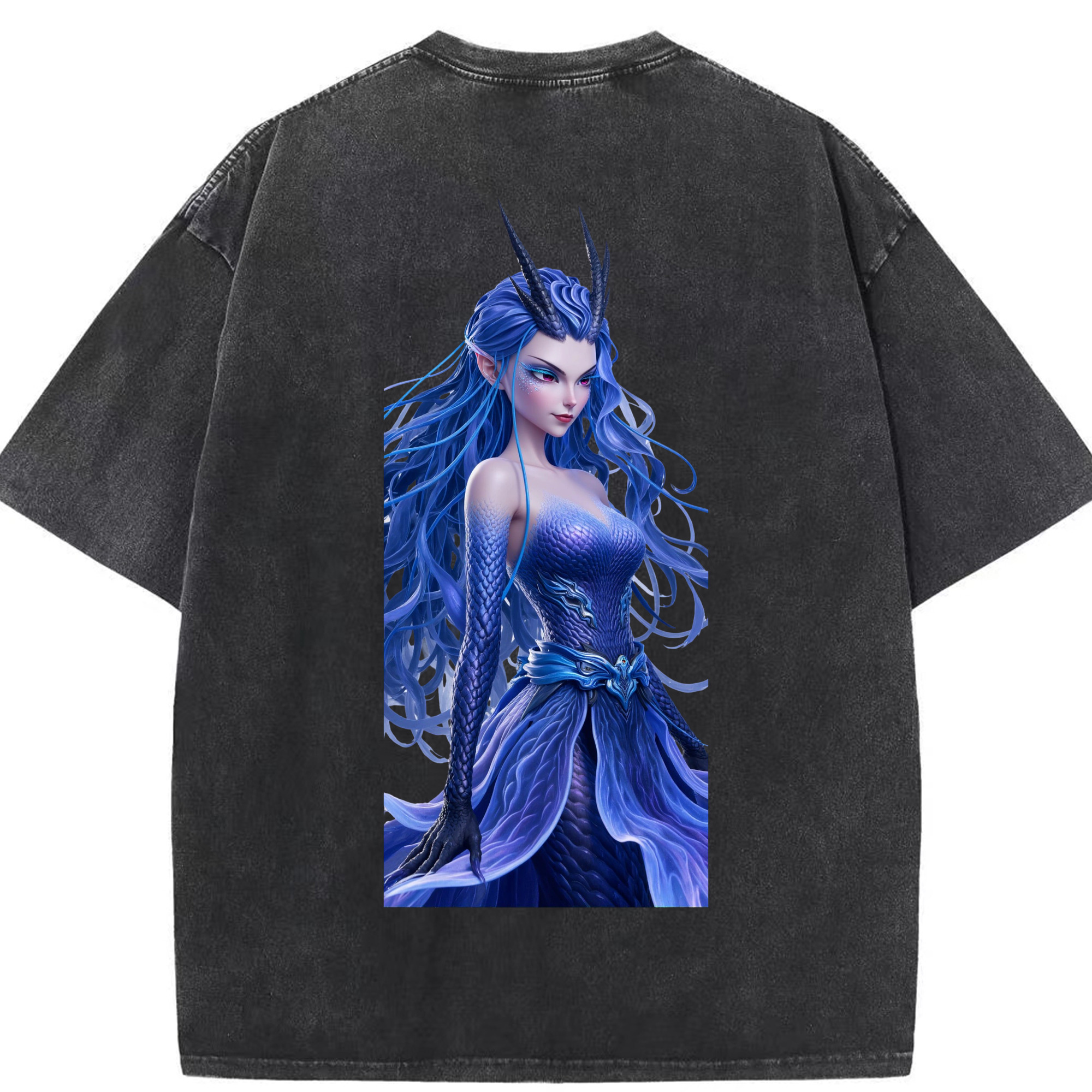（画像用） Ne Zha 2 ナタ 魔童の大暴れ 綿100% ヴィンテージ風 半袖Tシャツ（背面プリント）