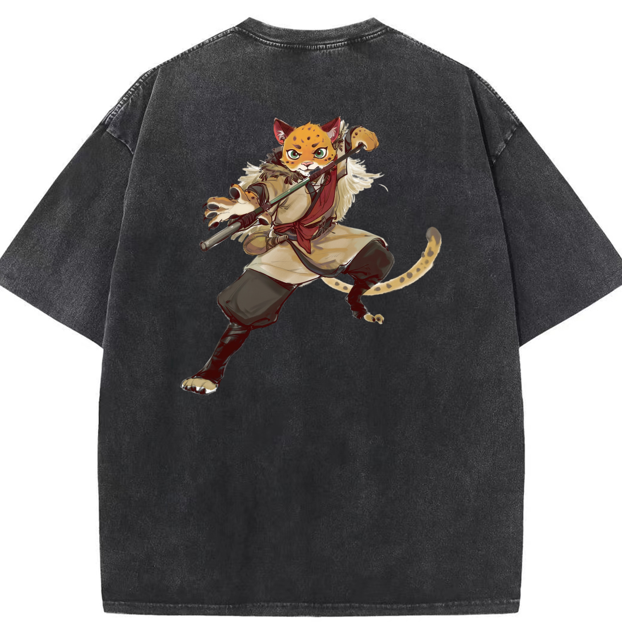 （画像用） Ne Zha 2 ナタ 魔童の大暴れ 綿100% ヴィンテージ風 半袖Tシャツ（背面プリント）