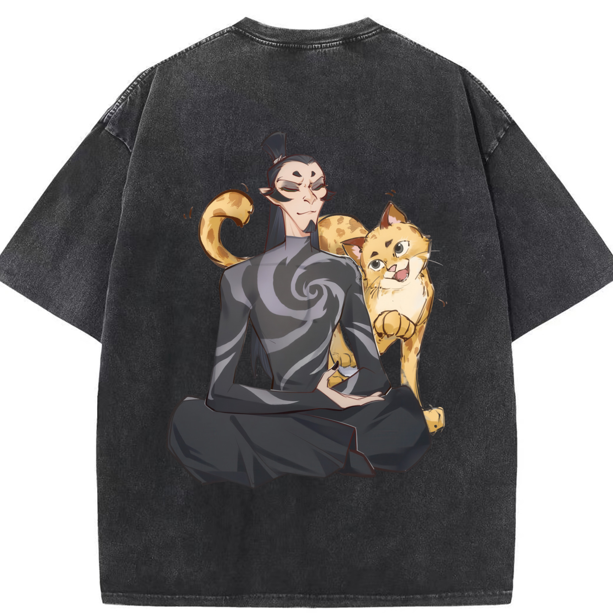 （画像用） Ne Zha 2 ナタ 魔童の大暴れ 綿100% ヴィンテージ風 半袖Tシャツ（背面プリント）