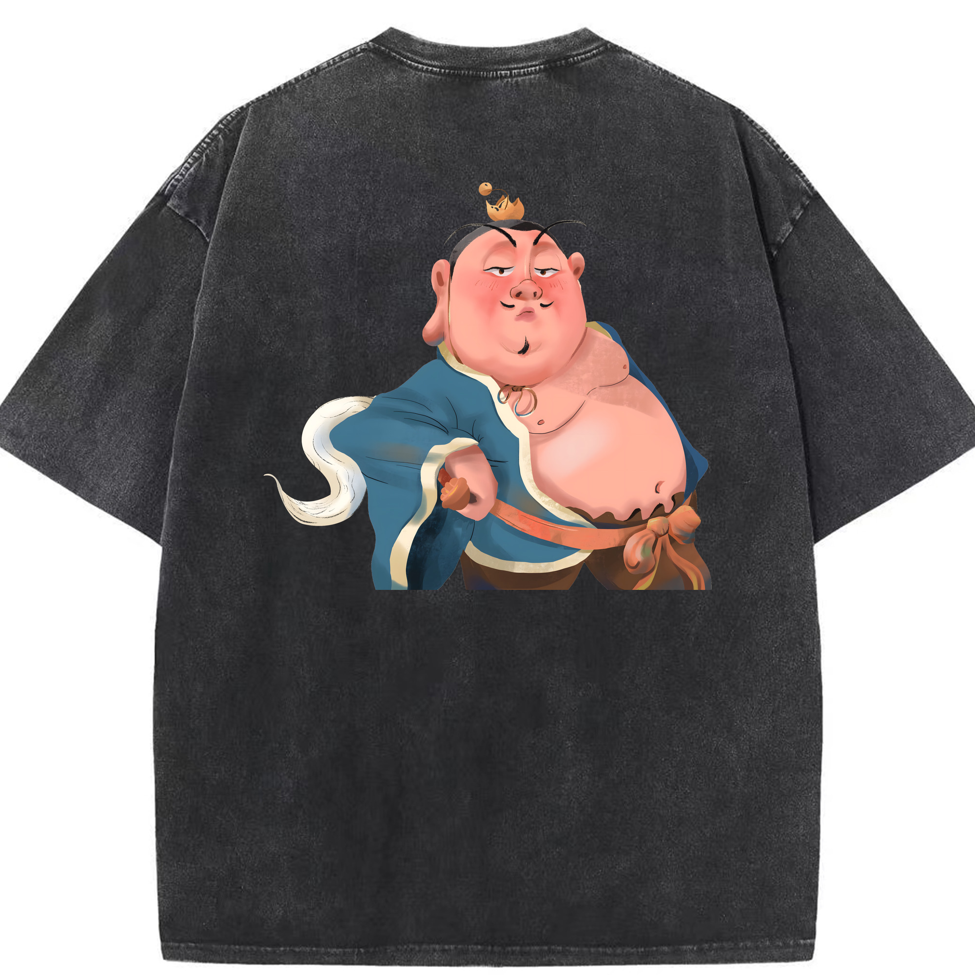 （画像用） Ne Zha 2 ナタ 魔童の大暴れ 綿100% ヴィンテージ風 半袖Tシャツ（背面プリント）