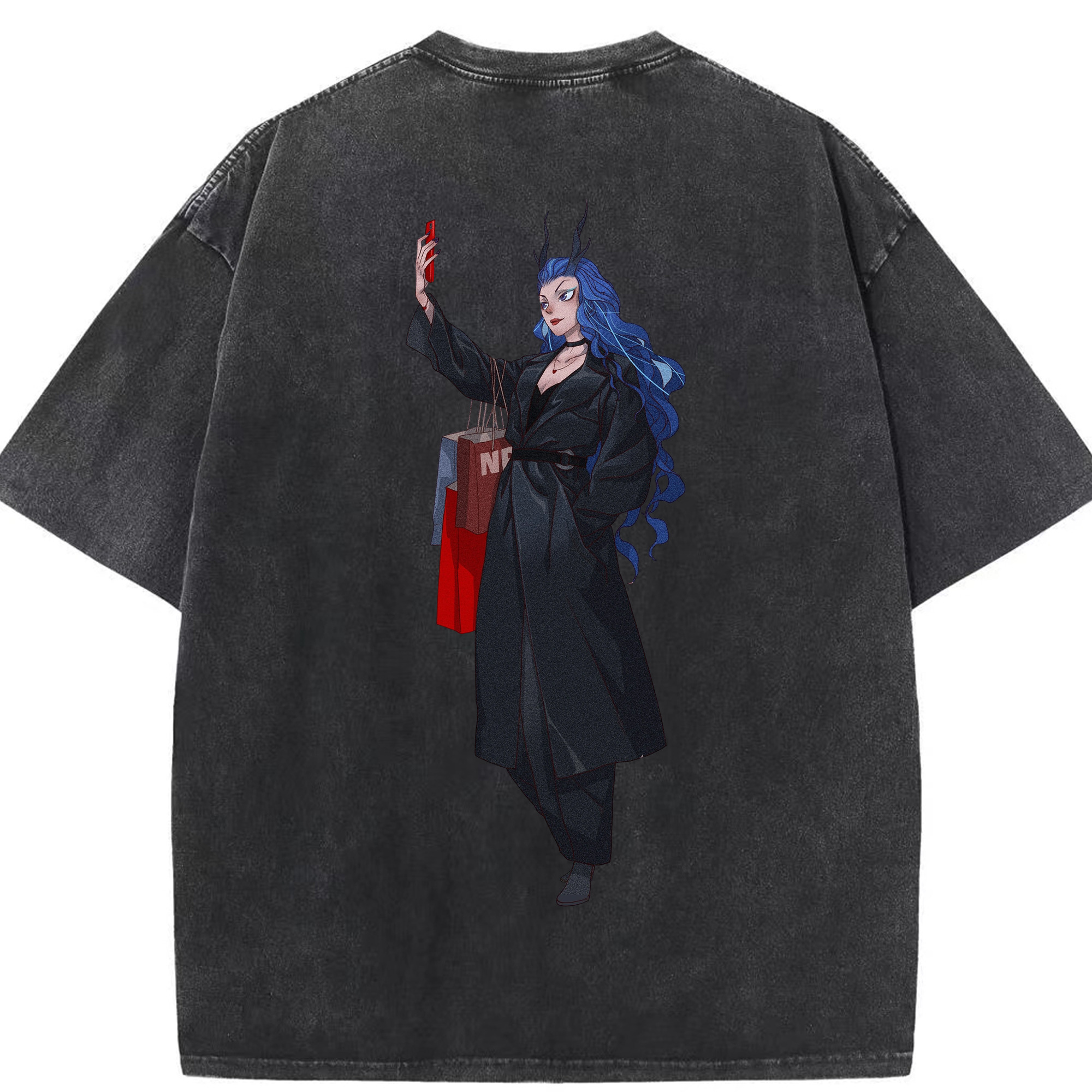 （画像用） Ne Zha 2 ナタ 魔童の大暴れ 綿100% ヴィンテージ風 半袖Tシャツ（背面プリント）
