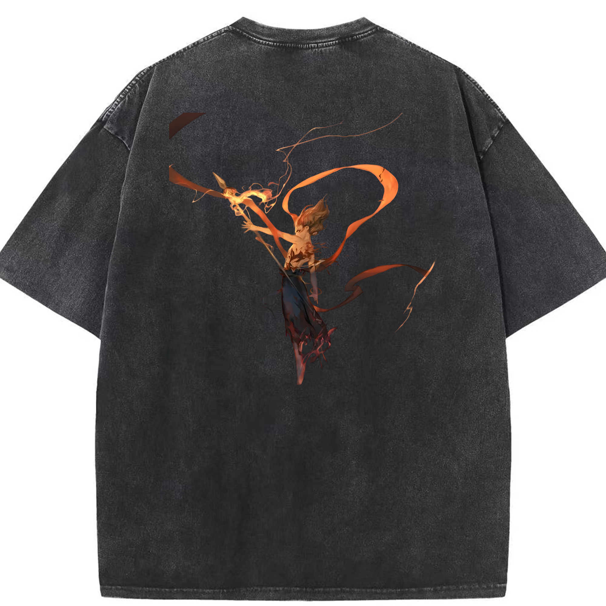 （画像用） Ne Zha 2 ナタ 魔童の大暴れ 綿100% ヴィンテージ風 半袖Tシャツ（背面プリント）