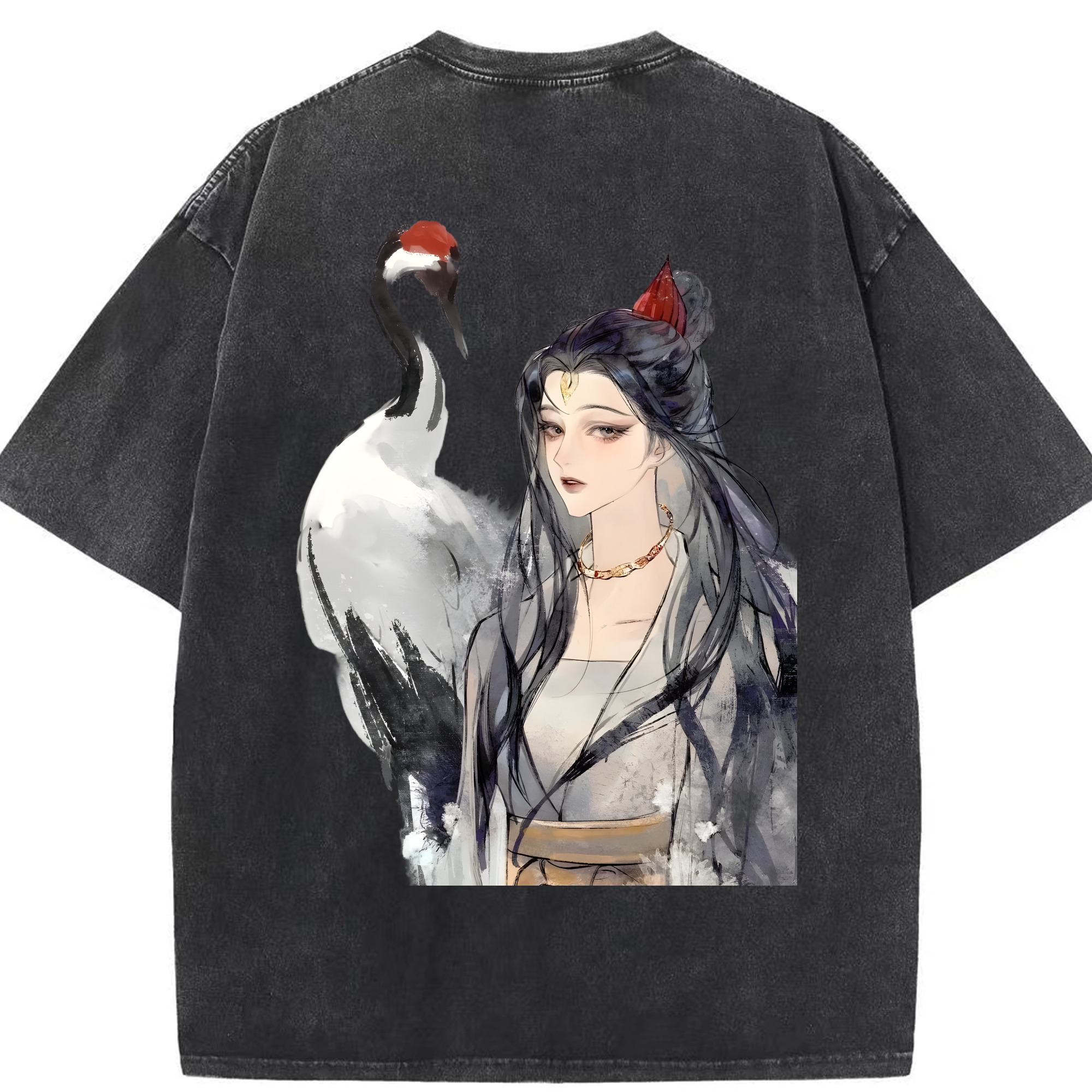 （画像用） Ne Zha 2 ナタ 魔童の大暴れ 綿100% ヴィンテージ風 半袖Tシャツ（背面プリント）