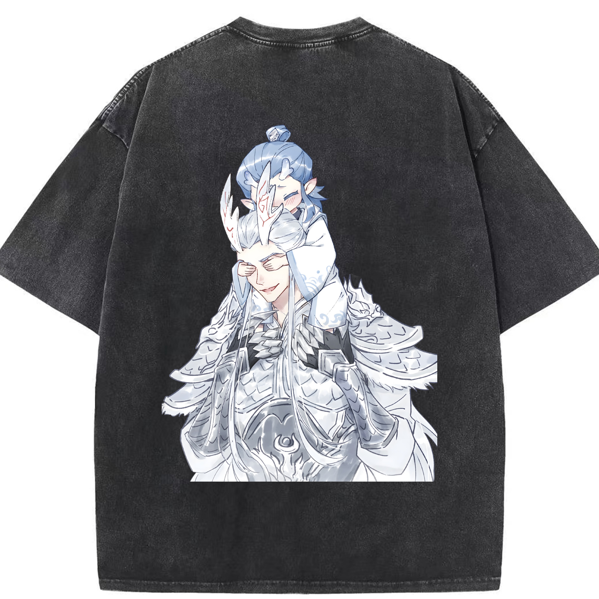 （画像用） Ne Zha 2 ナタ 魔童の大暴れ 綿100% ヴィンテージ風 半袖Tシャツ（背面プリント）