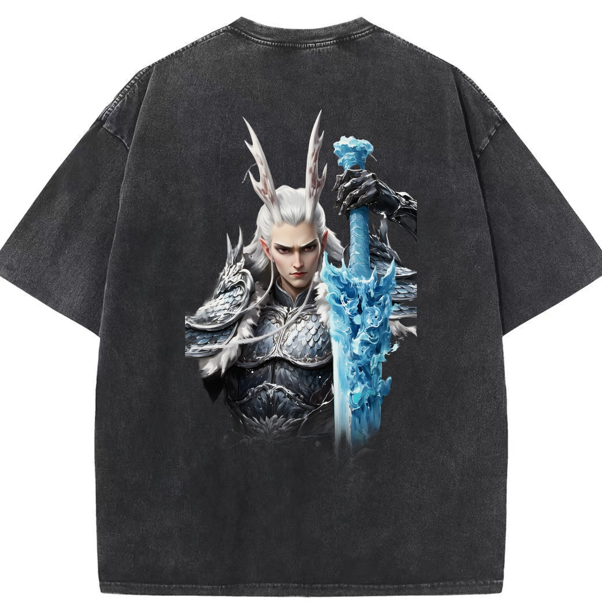 （画像用） Ne Zha 2 ナタ 魔童の大暴れ 綿100% ヴィンテージ風 半袖Tシャツ（背面プリント）