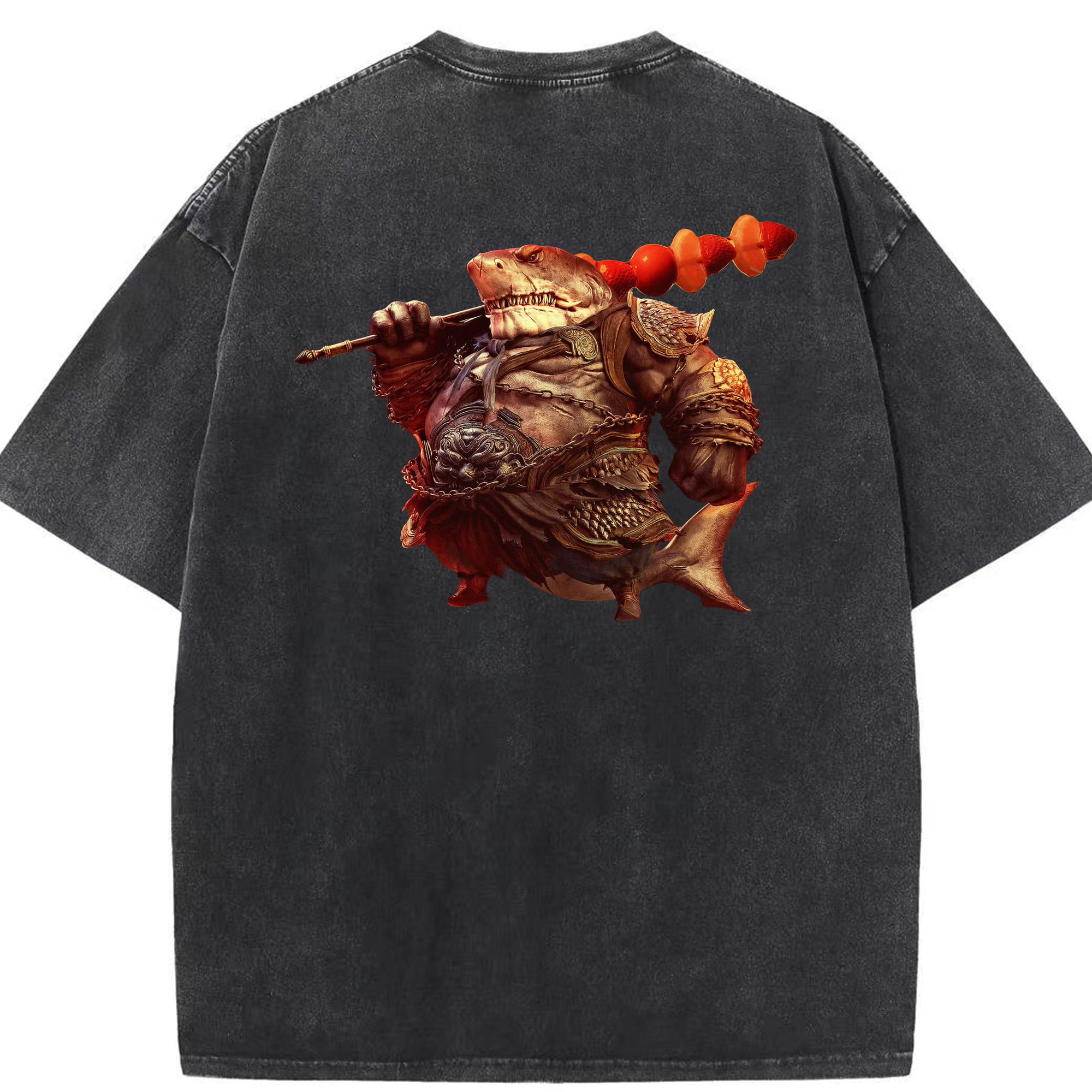 （画像用） Ne Zha 2 ナタ 魔童の大暴れ 綿100% ヴィンテージ風 半袖Tシャツ（背面プリント）