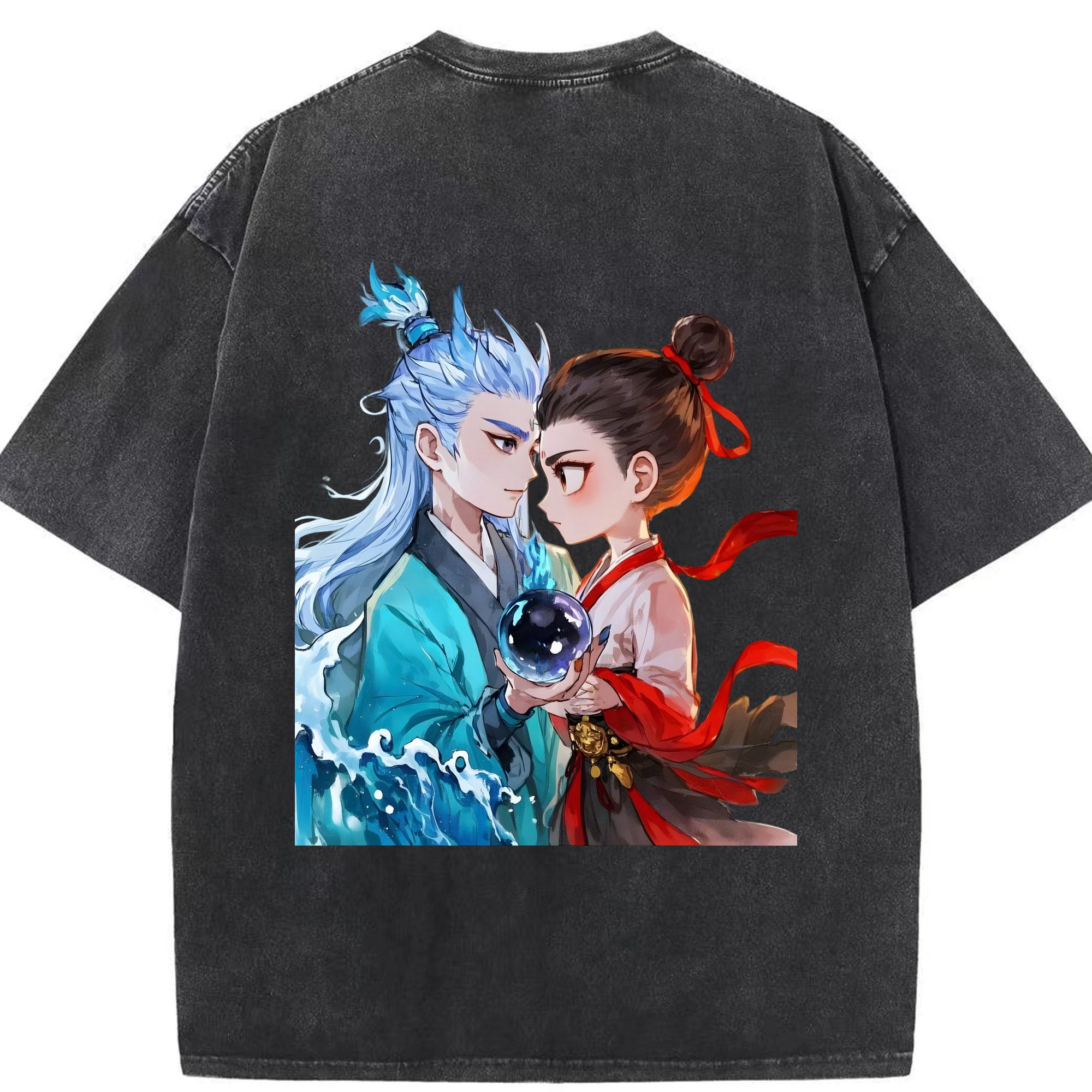 （画像用） Ne Zha 2 ナタ 魔童の大暴れ 綿100% ヴィンテージ風 半袖Tシャツ（背面プリント）