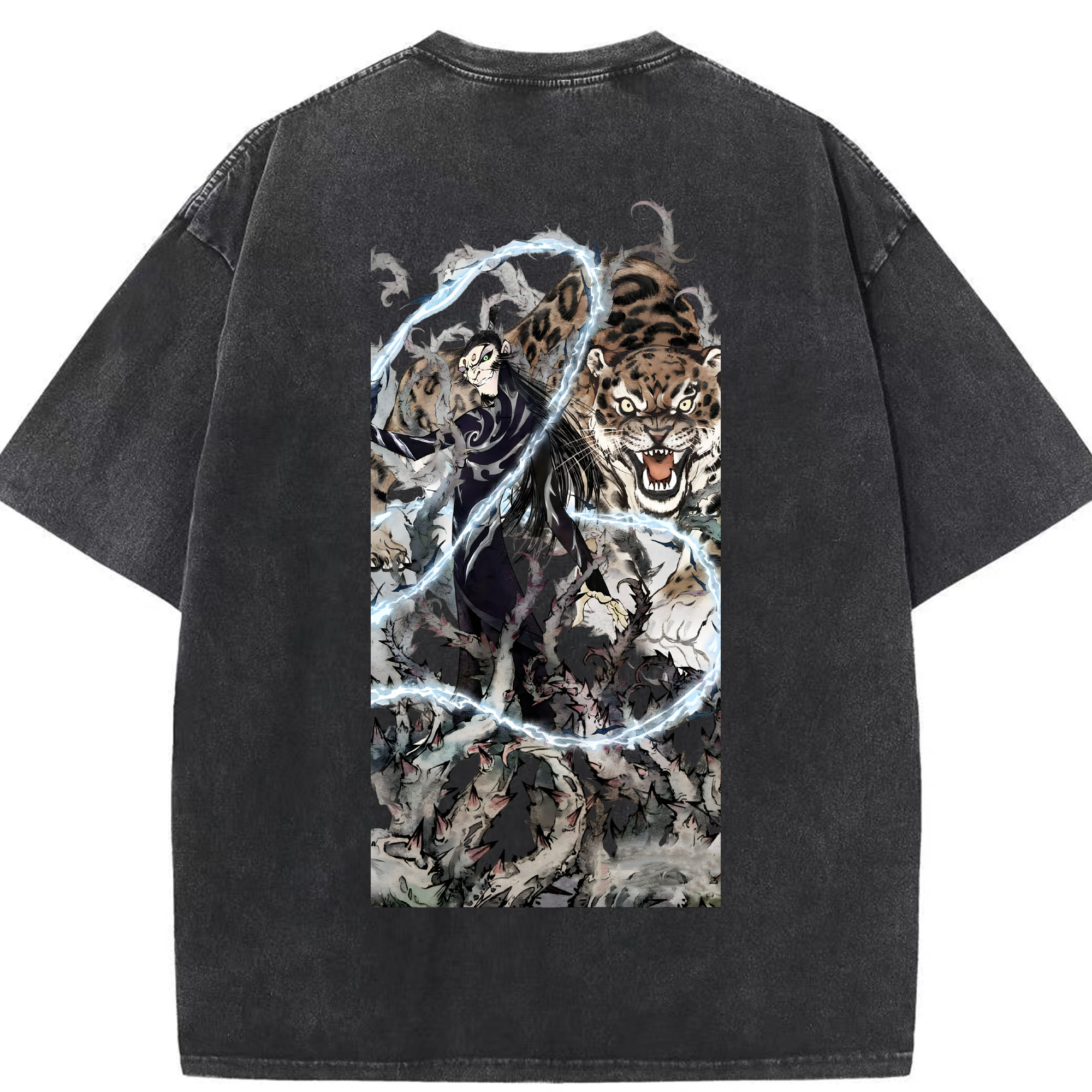 （画像用） Ne Zha 2 ナタ 魔童の大暴れ 綿100% ヴィンテージ風 半袖Tシャツ（背面プリント）