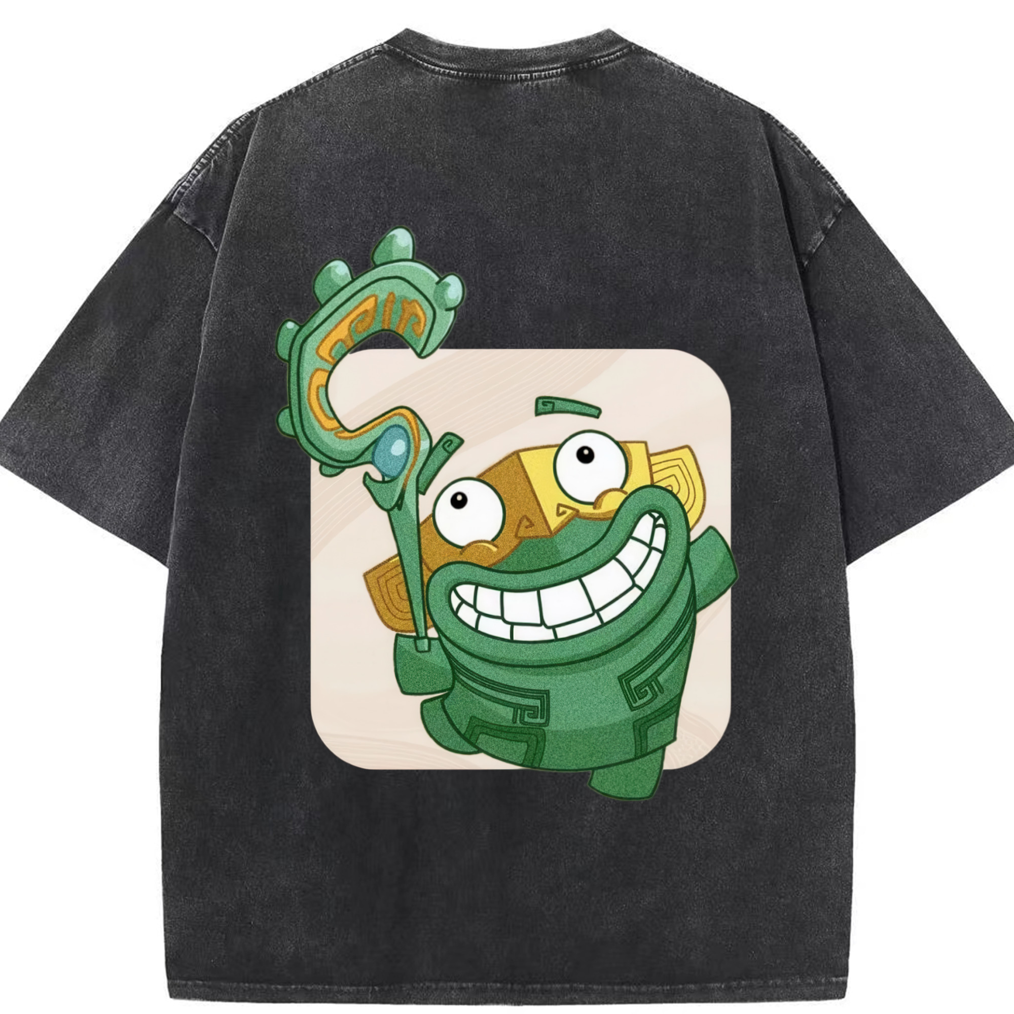 （画像用） Ne Zha 2 ナタ 魔童の大暴れ 綿100% ヴィンテージ風 半袖Tシャツ（背面プリント）
