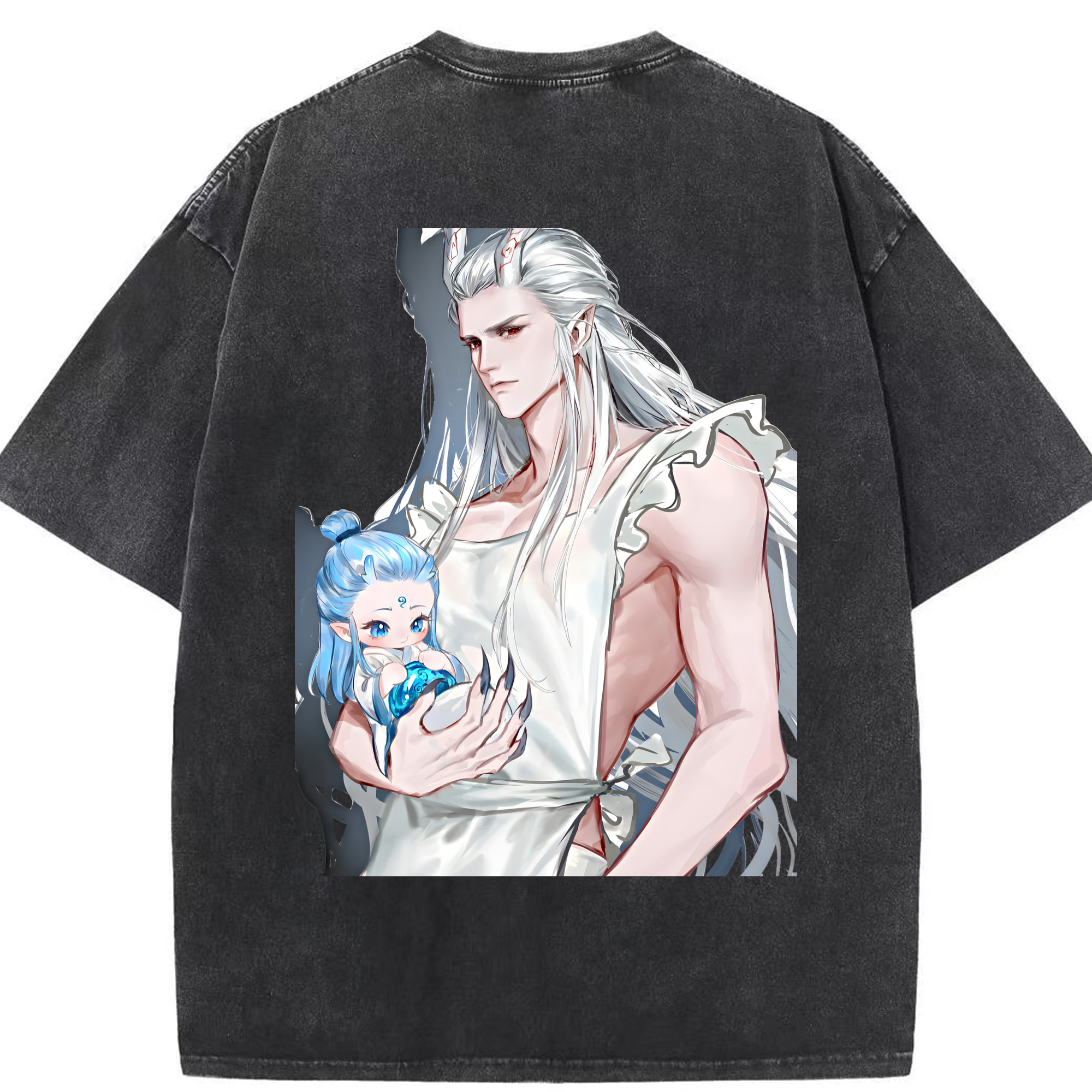 （画像用） Ne Zha 2 ナタ 魔童の大暴れ 綿100% ヴィンテージ風 半袖Tシャツ（背面プリント）