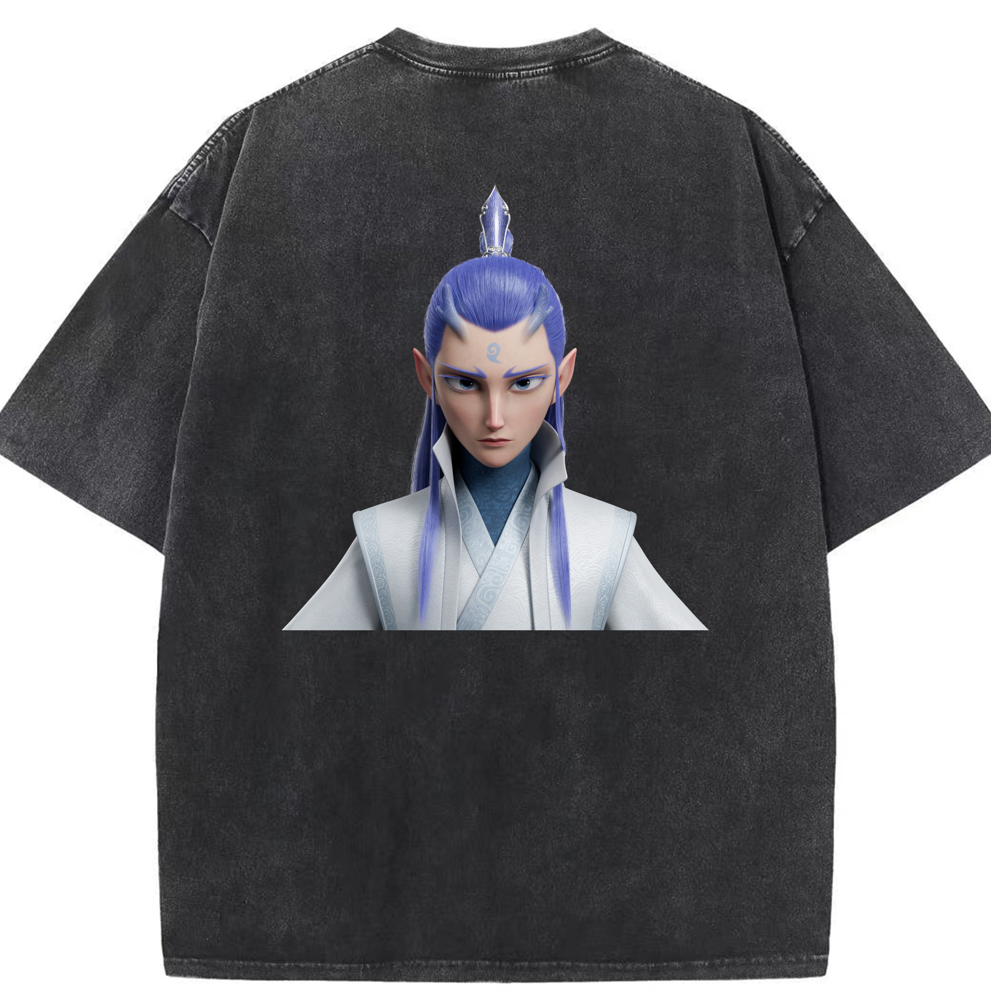（画像用） Ne Zha 2 ナタ 魔童の大暴れ 綿100% ヴィンテージ風 半袖Tシャツ（背面プリント）