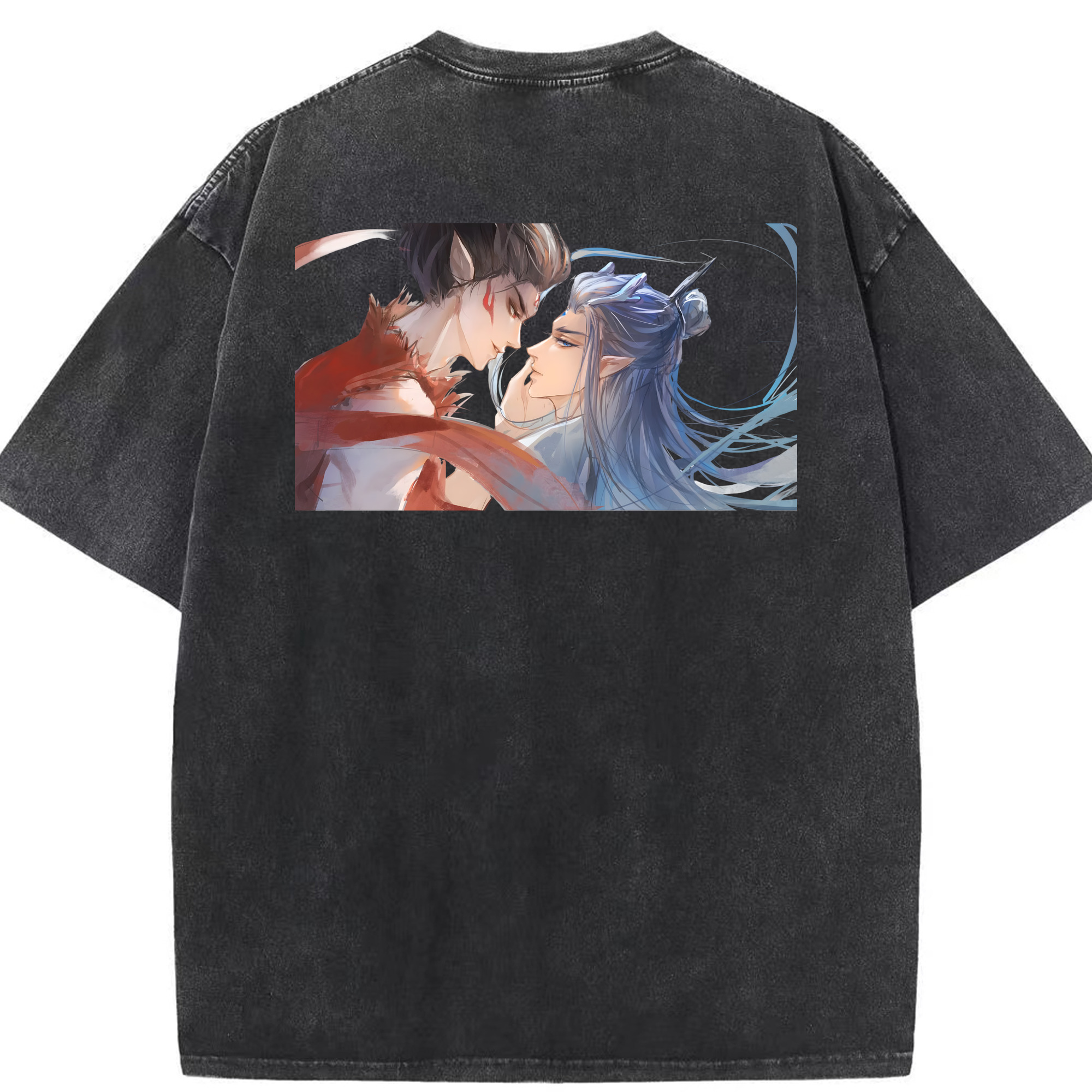 （画像用） Ne Zha 2 ナタ 魔童の大暴れ 綿100% ヴィンテージ風 半袖Tシャツ（背面プリント）