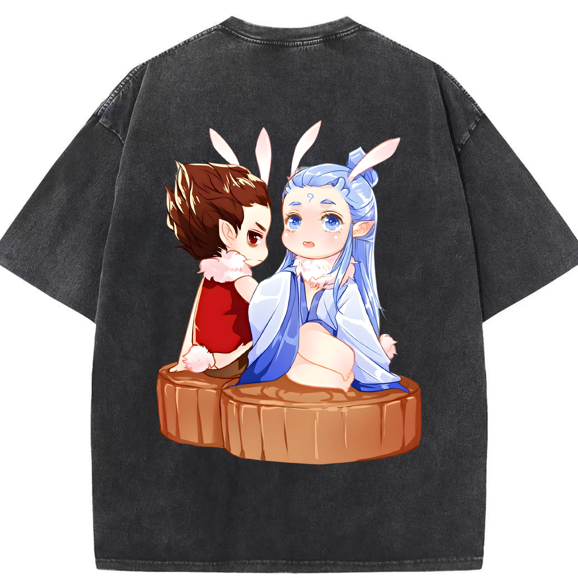 （画像用） Ne Zha 2 ナタ 魔童の大暴れ 綿100% ヴィンテージ風 半袖Tシャツ（背面プリント）