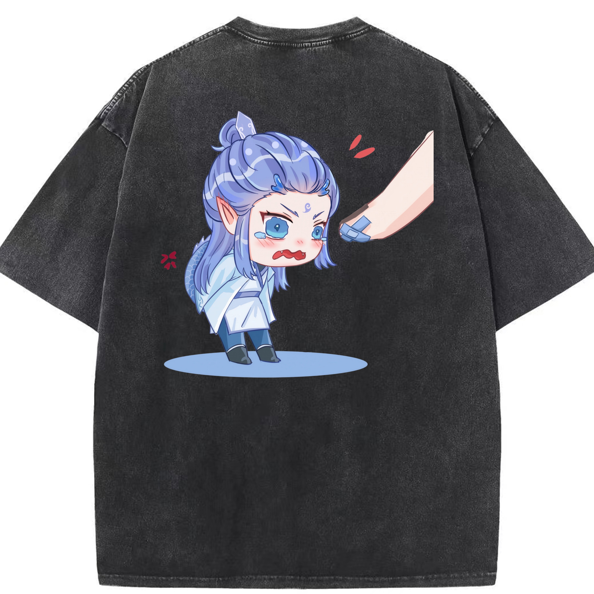 （画像用） Ne Zha 2 ナタ 魔童の大暴れ 綿100% ヴィンテージ風 半袖Tシャツ（背面プリント）
