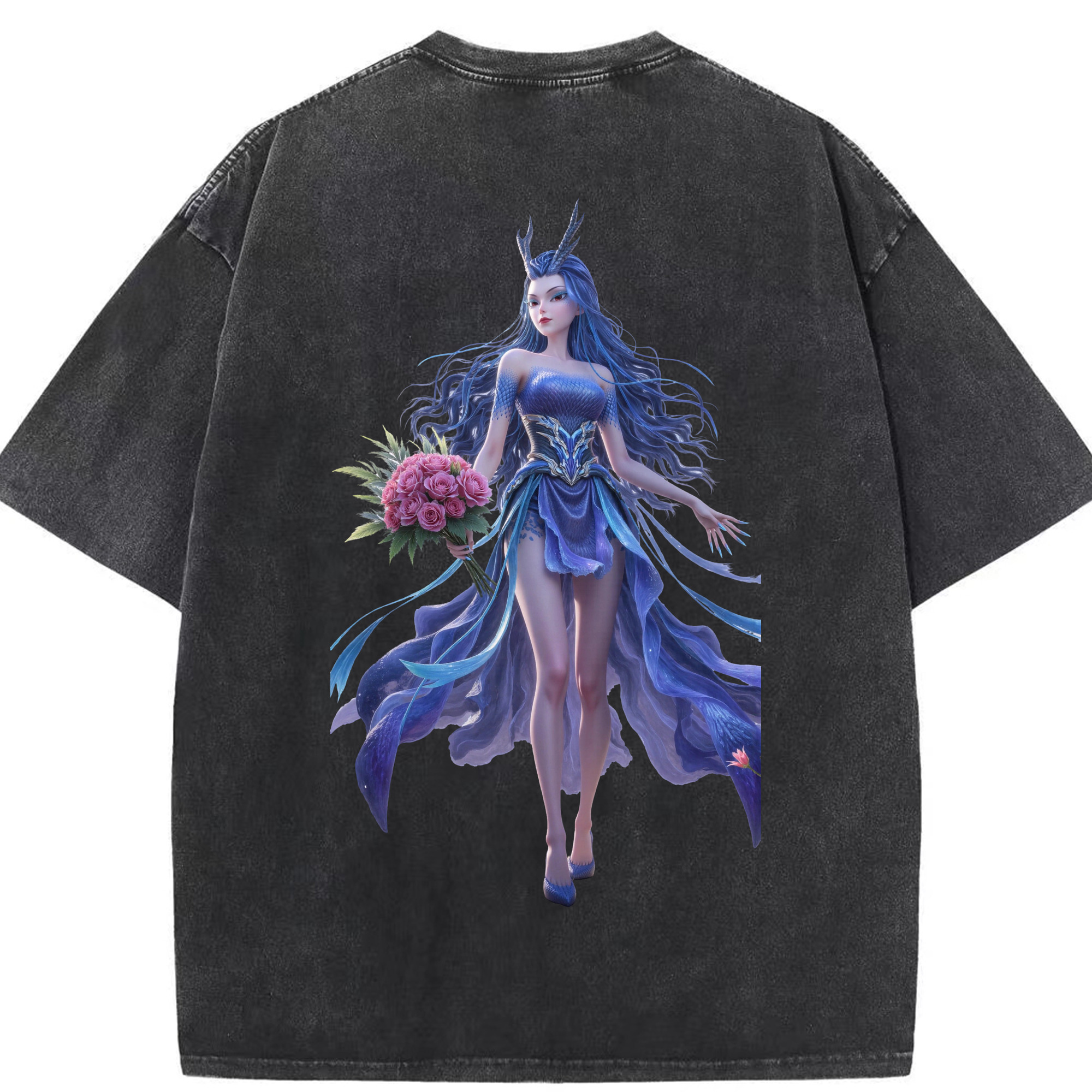 （画像用） Ne Zha 2 ナタ 魔童の大暴れ 綿100% ヴィンテージ風 半袖Tシャツ（背面プリント）