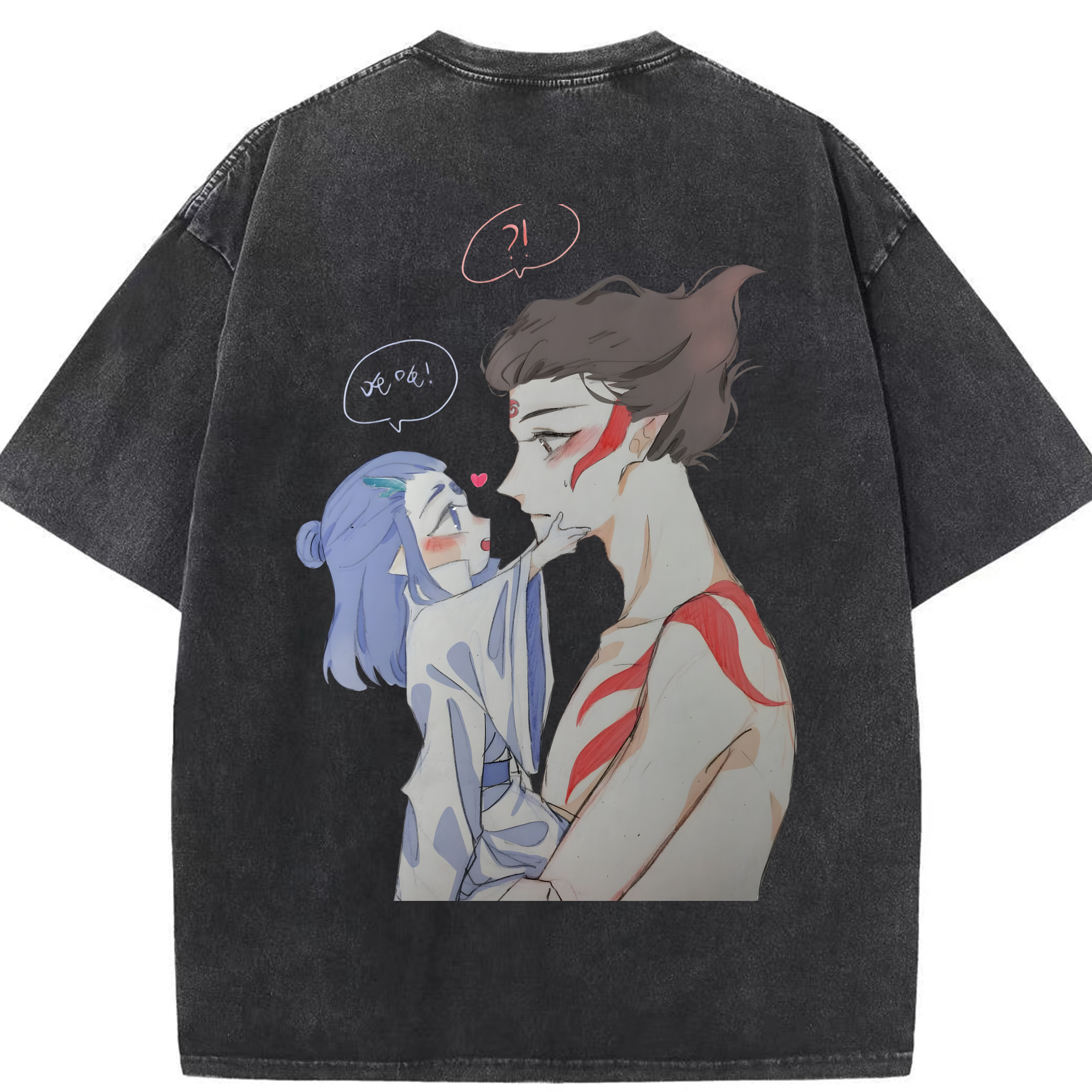 （画像用） Ne Zha 2 ナタ 魔童の大暴れ 綿100% ヴィンテージ風 半袖Tシャツ（背面プリント）