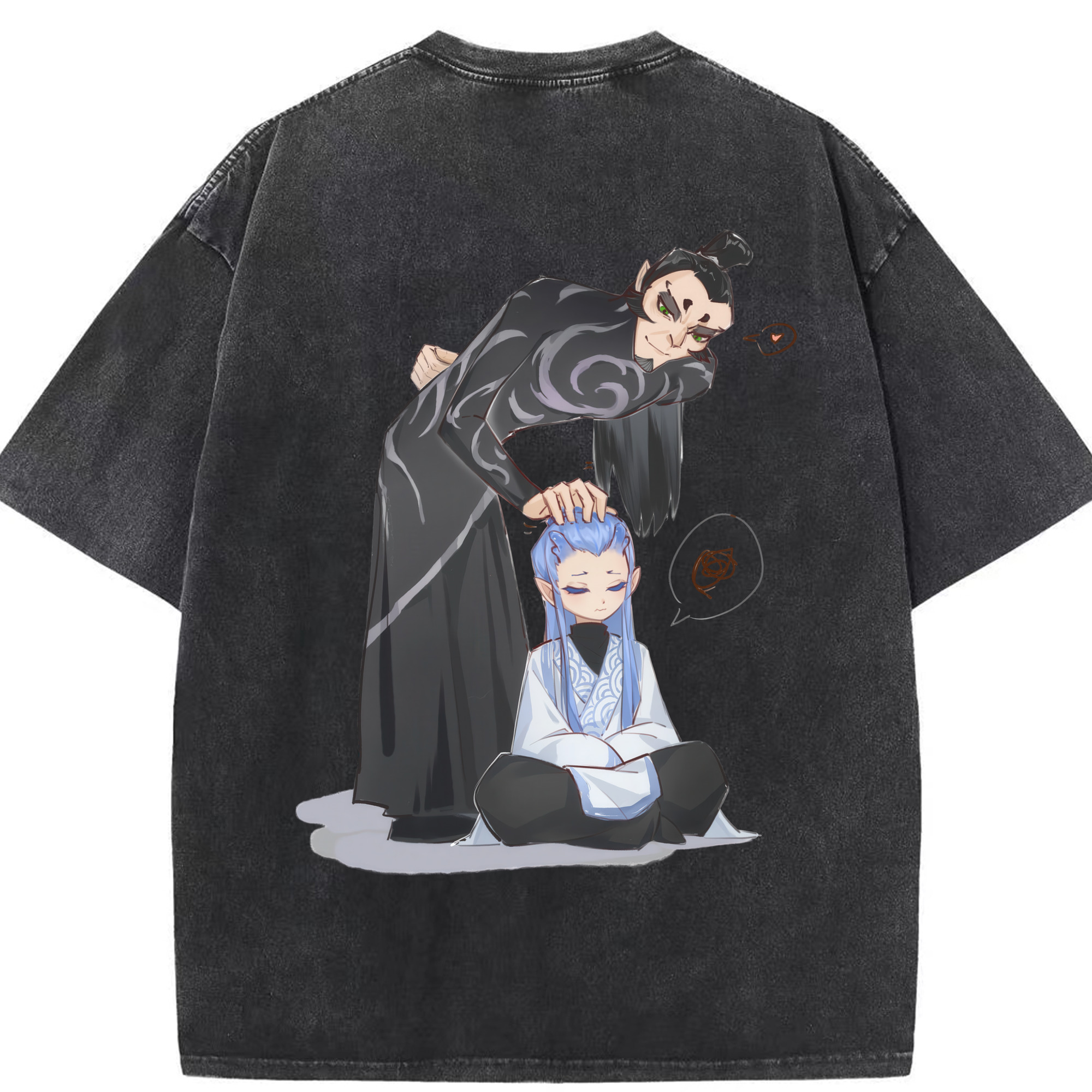 （画像用） Ne Zha 2 ナタ 魔童の大暴れ 綿100% ヴィンテージ風 半袖Tシャツ（背面プリント）
