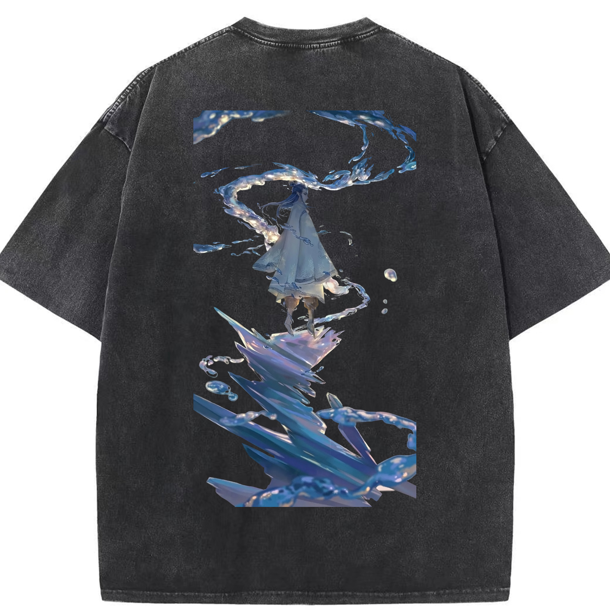 （画像用） Ne Zha 2 ナタ 魔童の大暴れ 綿100% ヴィンテージ風 半袖Tシャツ（背面プリント）