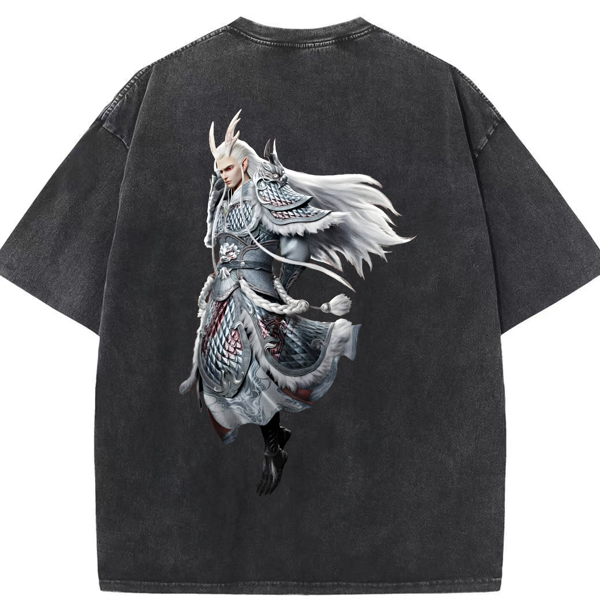 （画像用） Ne Zha 2 ナタ 魔童の大暴れ 綿100% ヴィンテージ風 半袖Tシャツ（背面プリント）