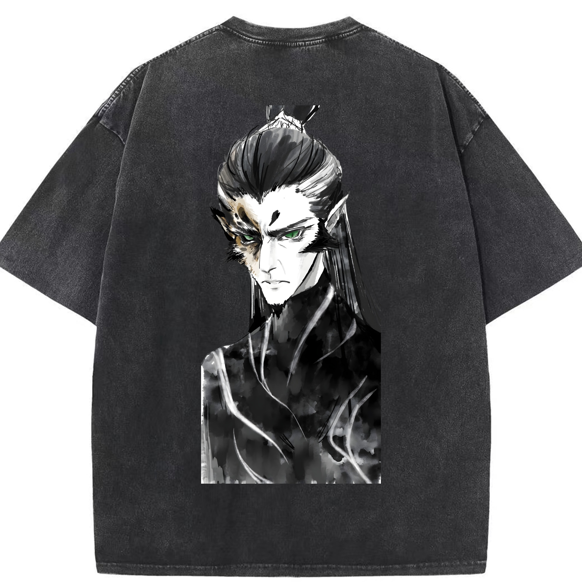 （画像用） Ne Zha 2 ナタ 魔童の大暴れ 綿100% ヴィンテージ風 半袖Tシャツ（背面プリント）