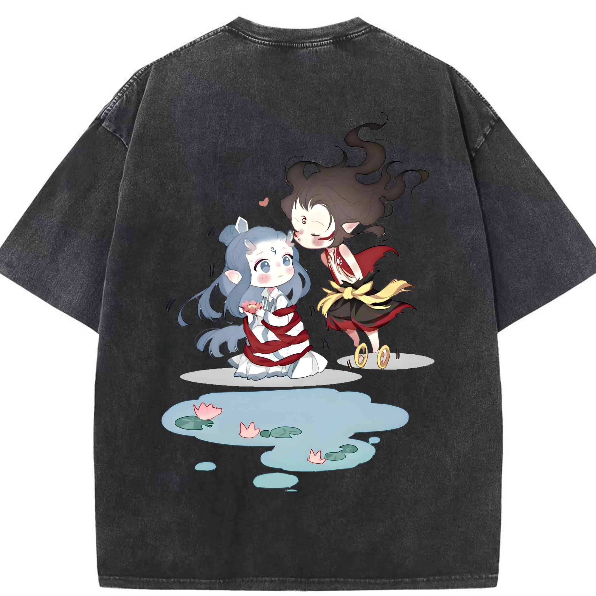 （画像用） Ne Zha 2 ナタ 魔童の大暴れ 綿100% ヴィンテージ風 半袖Tシャツ（背面プリント）