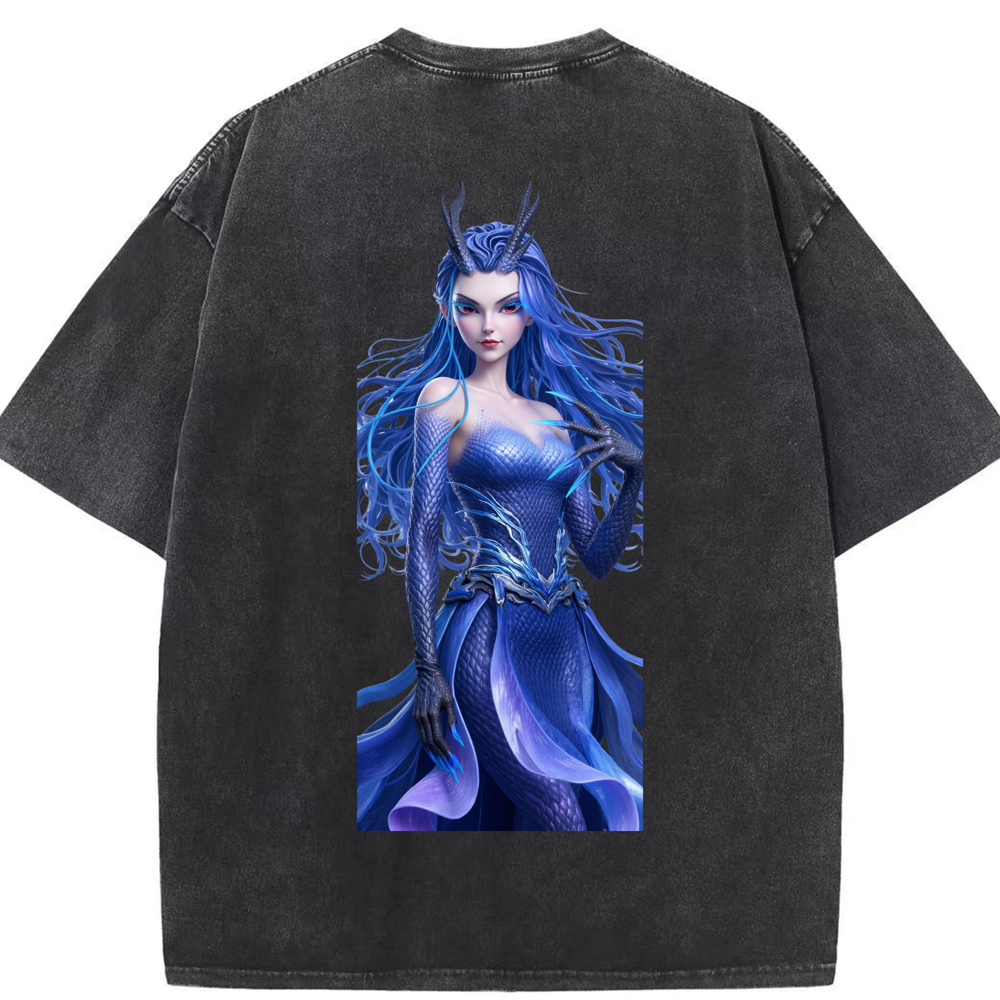 （画像用） Ne Zha 2 ナタ 魔童の大暴れ 綿100% ヴィンテージ風 半袖Tシャツ（背面プリント）