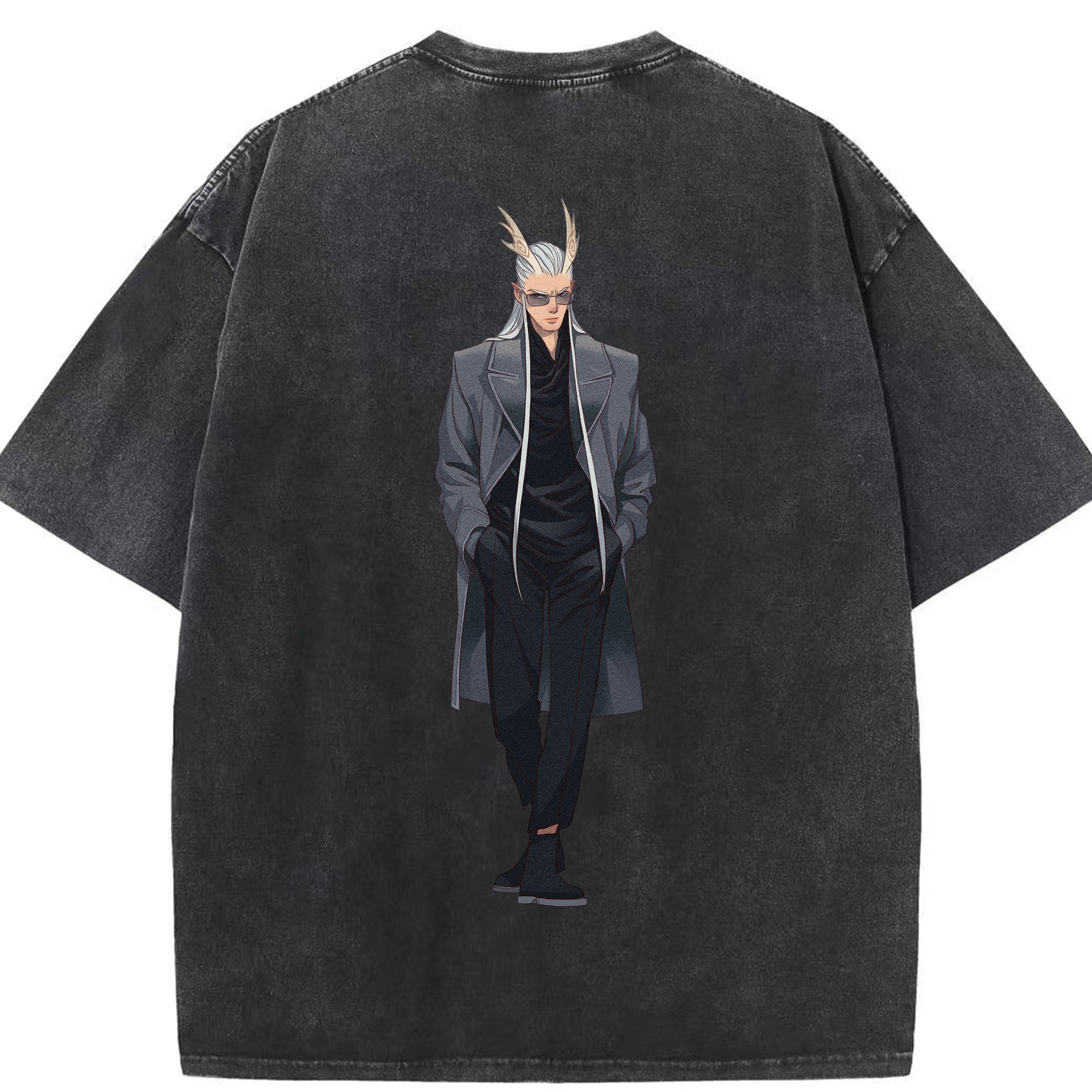 （画像用） Ne Zha 2 ナタ 魔童の大暴れ 綿100% ヴィンテージ風 半袖Tシャツ（背面プリント）