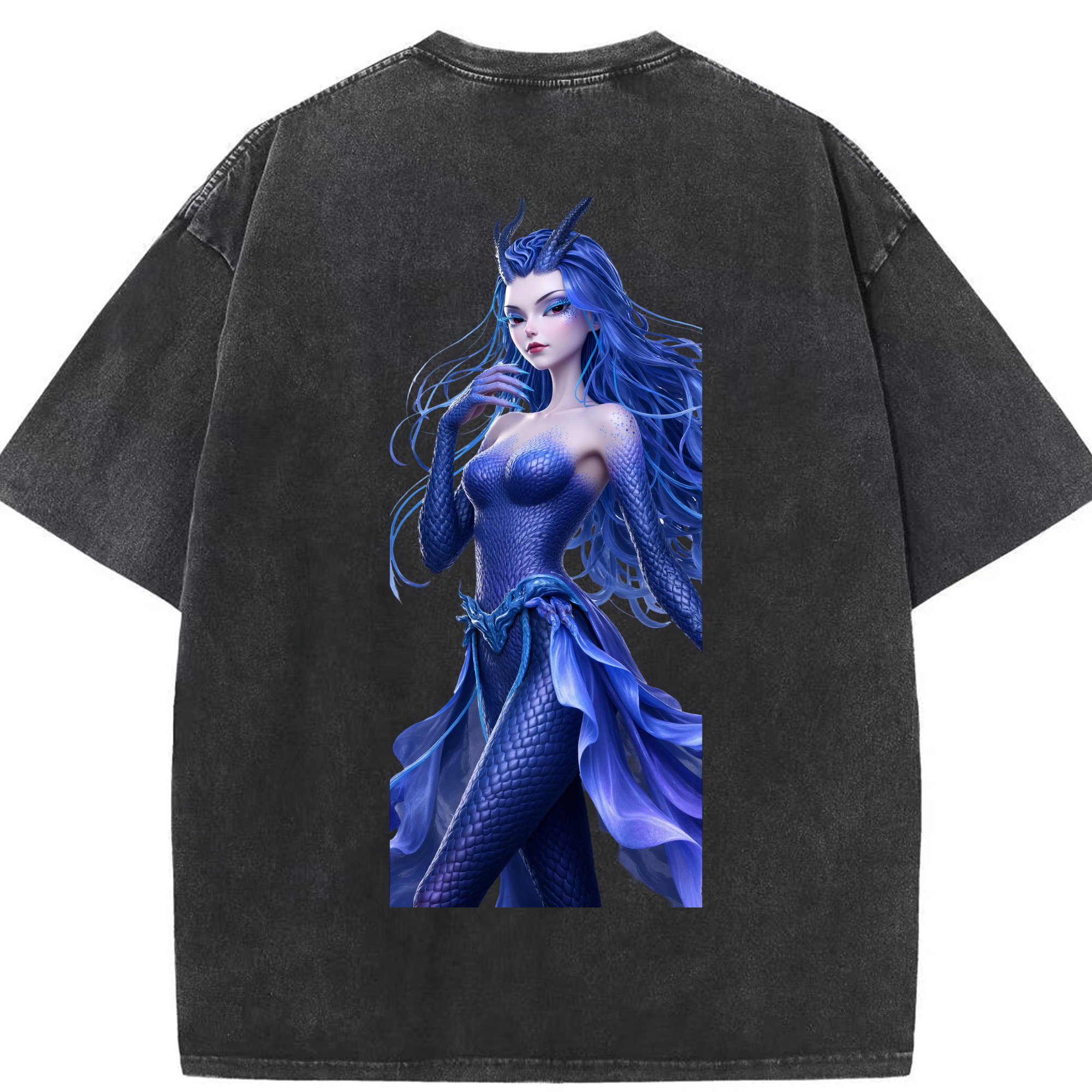 （画像用） Ne Zha 2 ナタ 魔童の大暴れ 綿100% ヴィンテージ風 半袖Tシャツ（背面プリント）