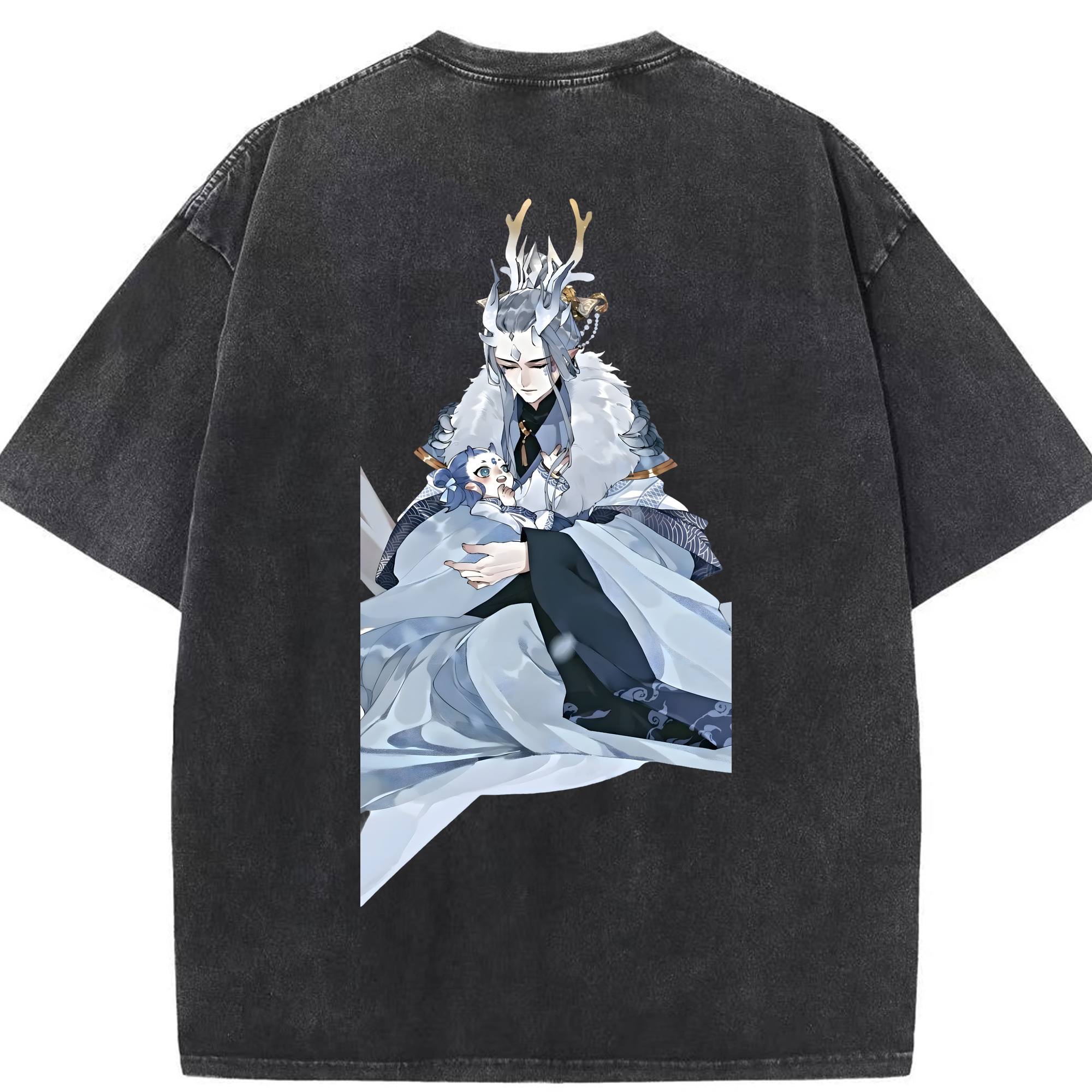 （画像用） Ne Zha 2 ナタ 魔童の大暴れ 綿100% ヴィンテージ風 半袖Tシャツ（背面プリント）